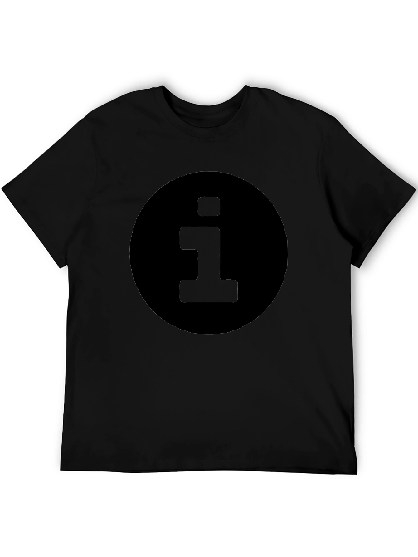 Mens Black T-Shirt with Information Symbol