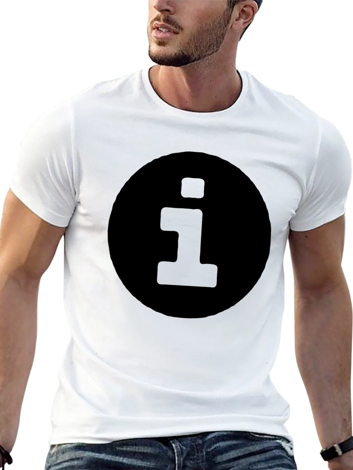 Mens Black T-Shirt with Information Symbol