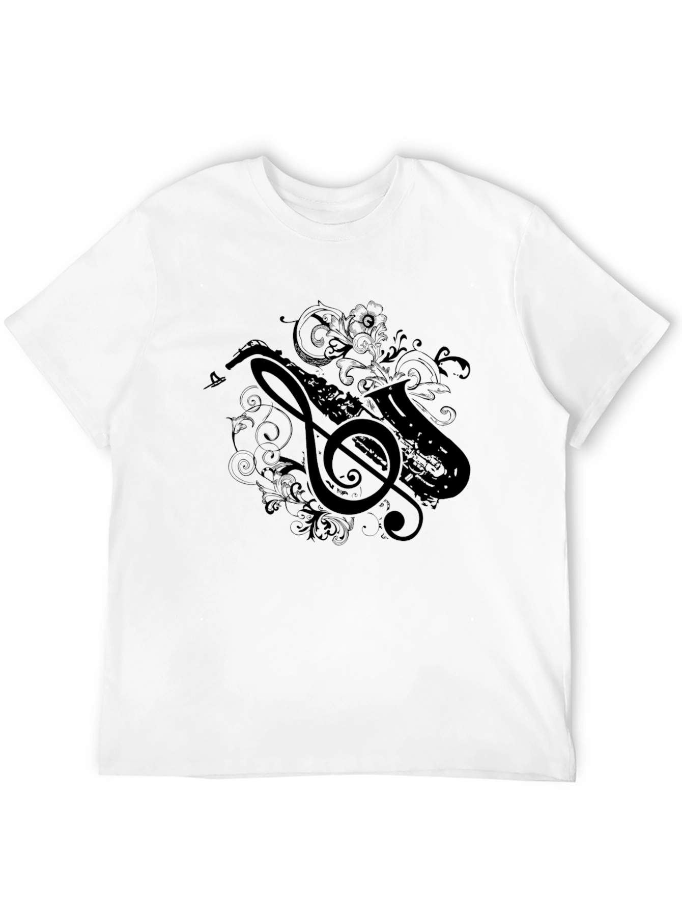 Saxophone Music Tee - Stylish Graphic Print T-Shirt