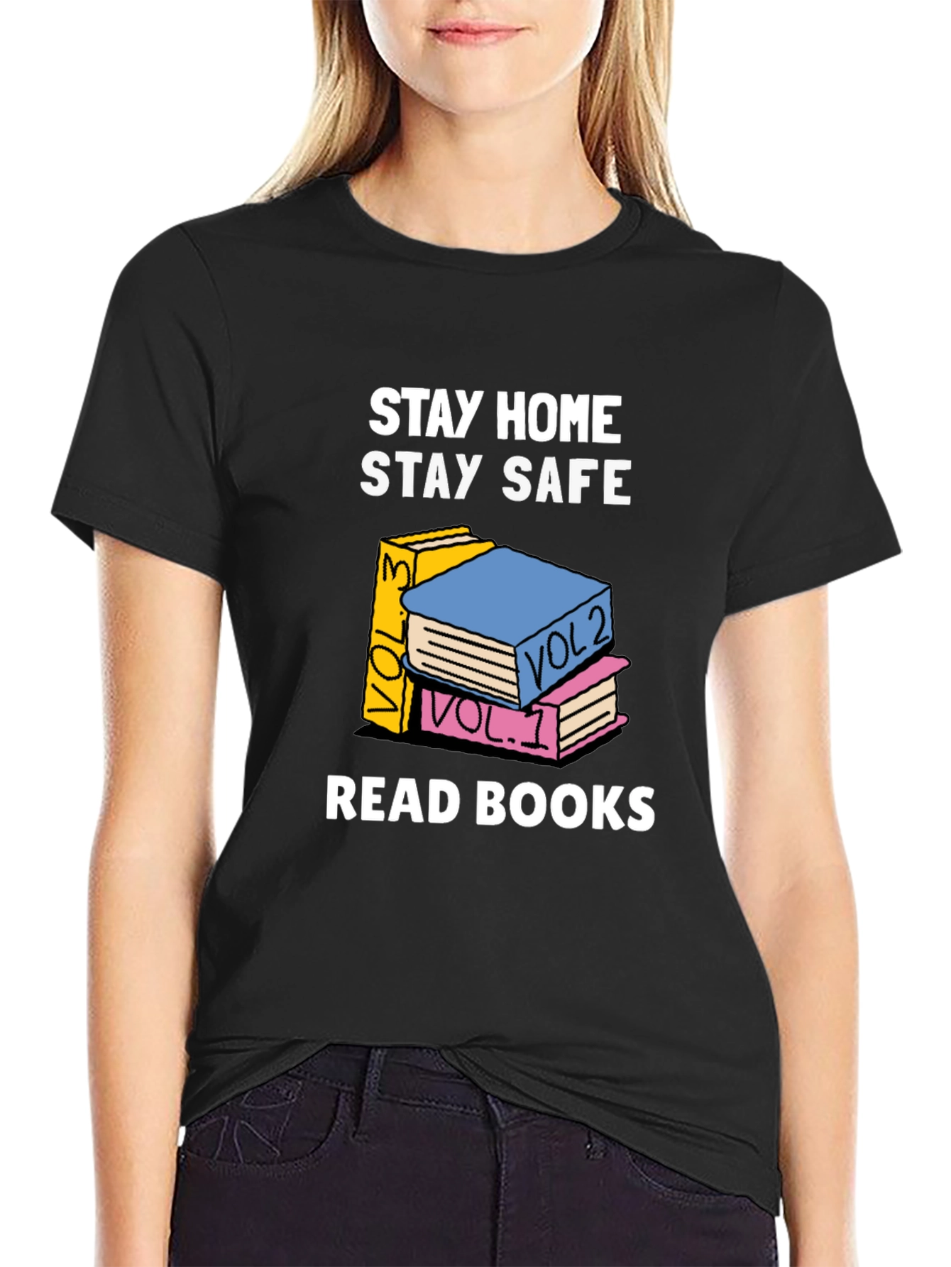 Stay Home Stay Safe Read Books Graphic T-Shirt