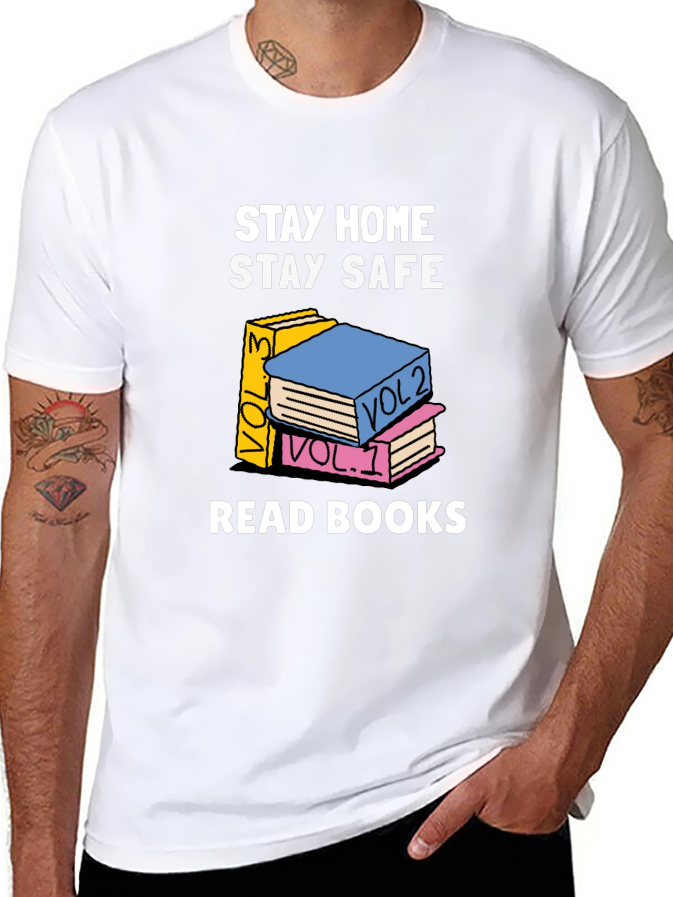 Stay Home Stay Safe Read Books Graphic T-Shirt