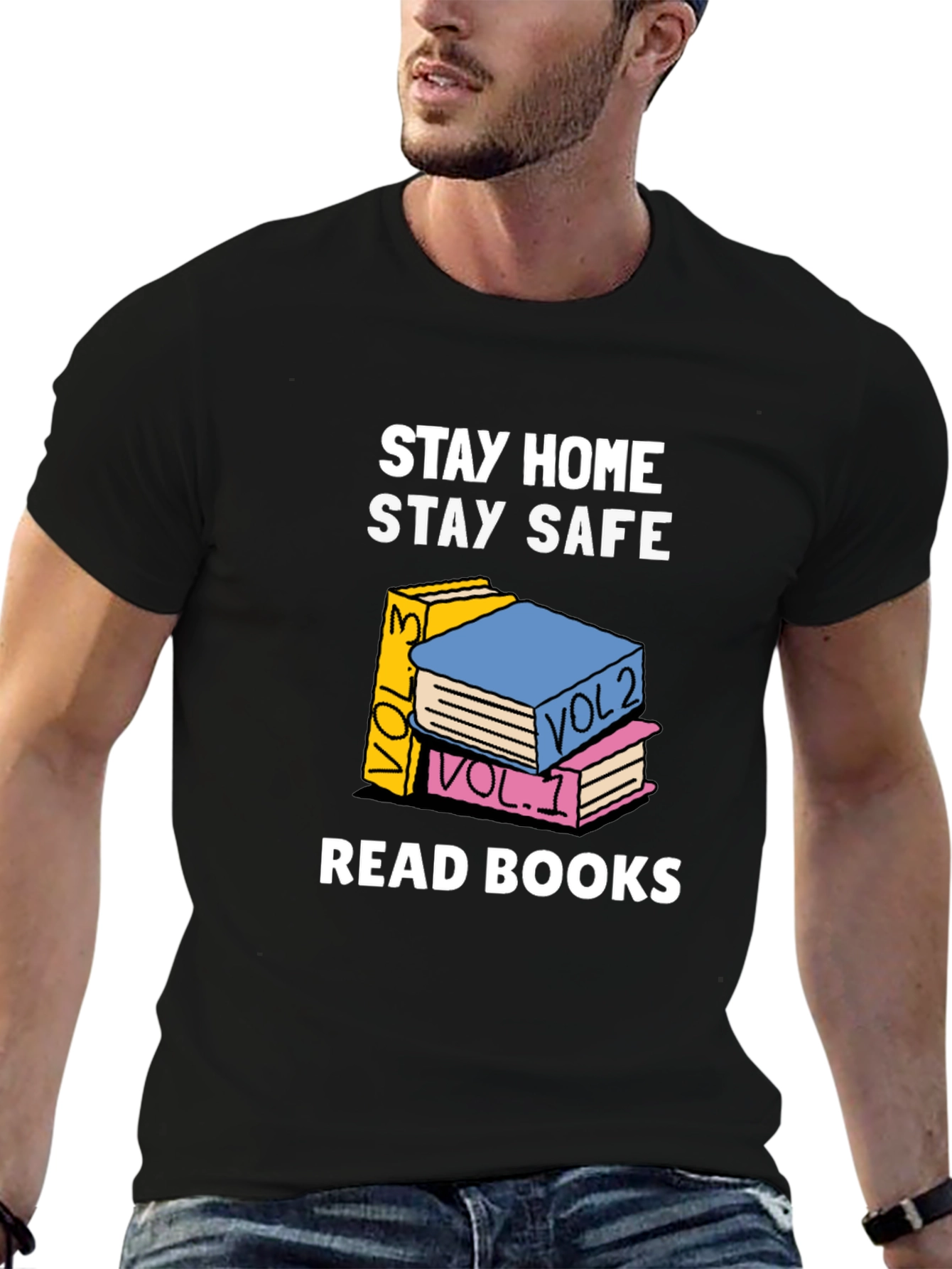 Stay Home Stay Safe Read Books Graphic T-Shirt