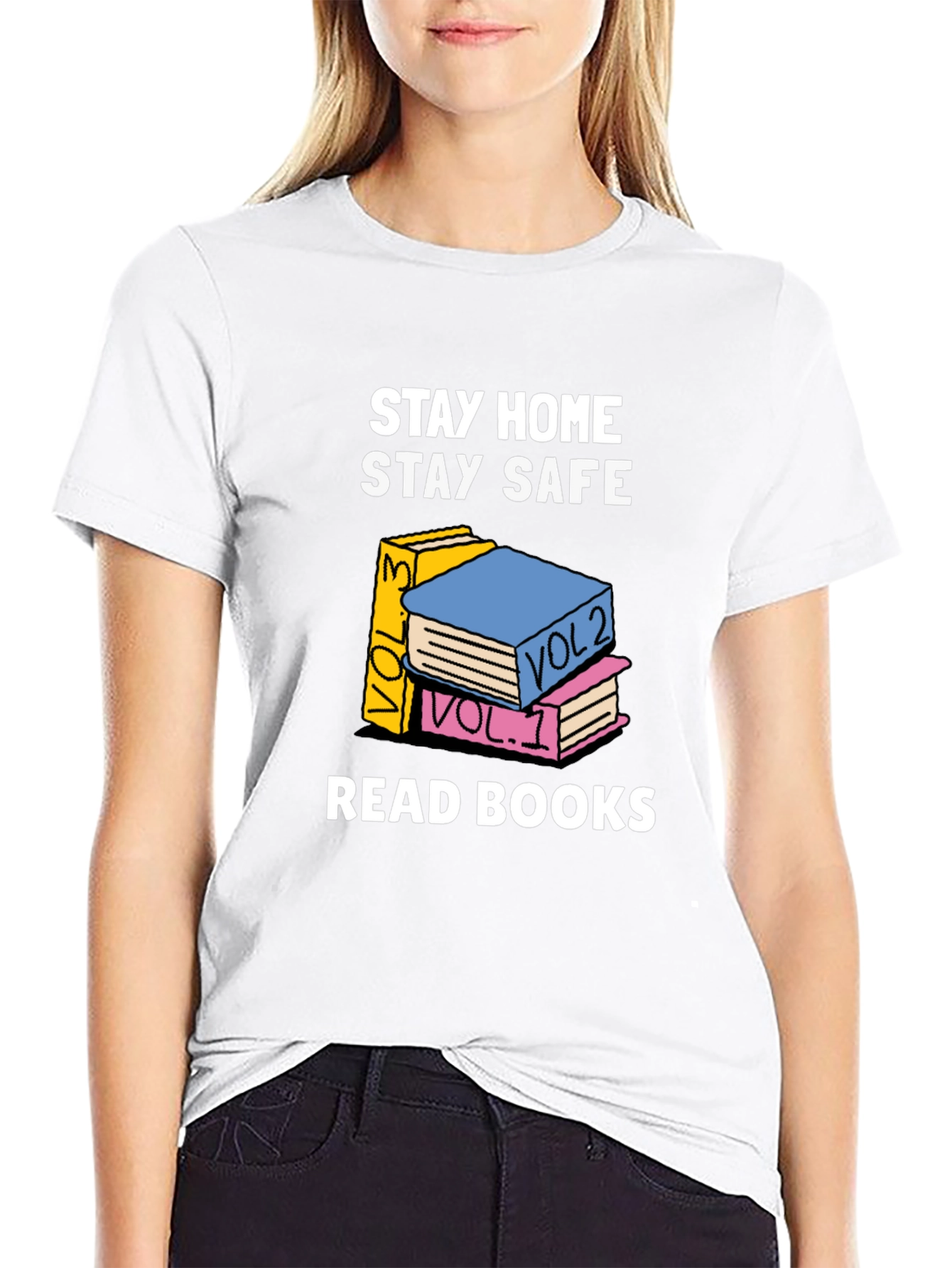 Stay Home Stay Safe Read Books Graphic T-Shirt