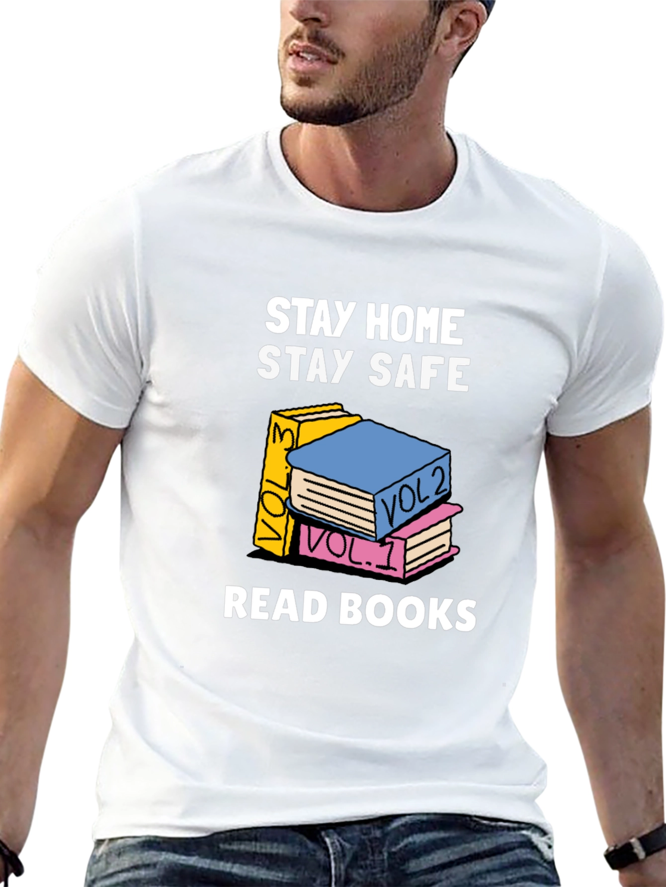 Stay Home Stay Safe Read Books Graphic T-Shirt