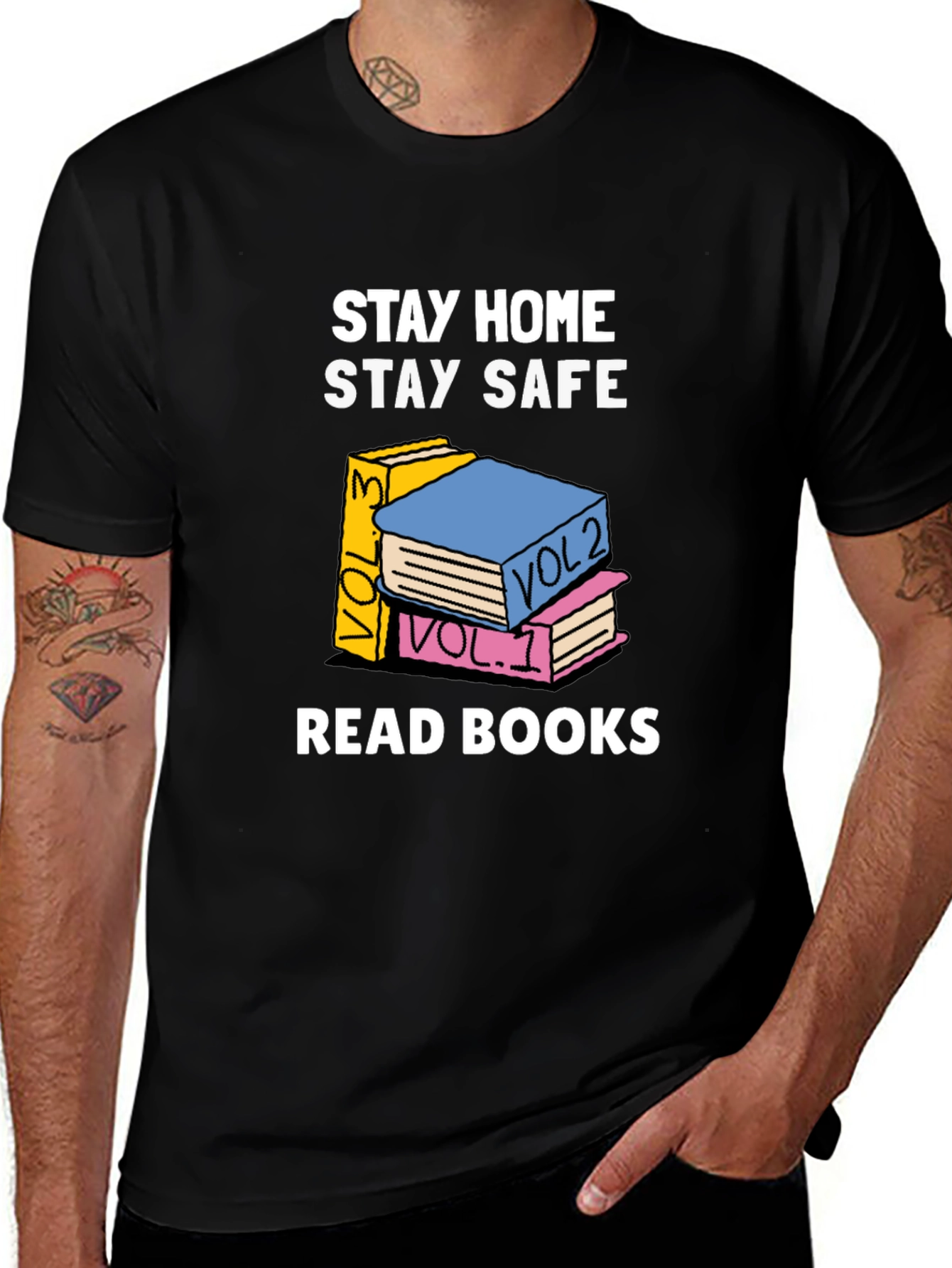 Stay Home Stay Safe Read Books Graphic T-Shirt