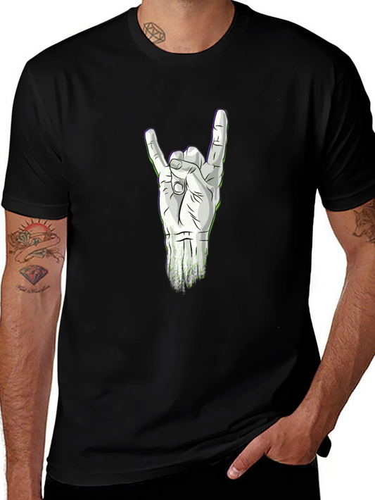 Rock On Hand Graphic T-Shirt - Black