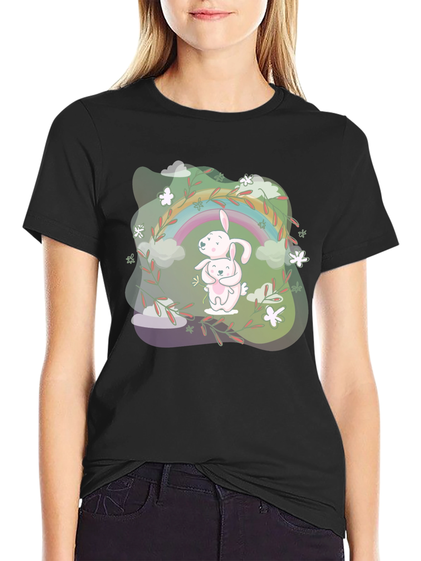 Rainbow Bunny Graphic T-Shirt