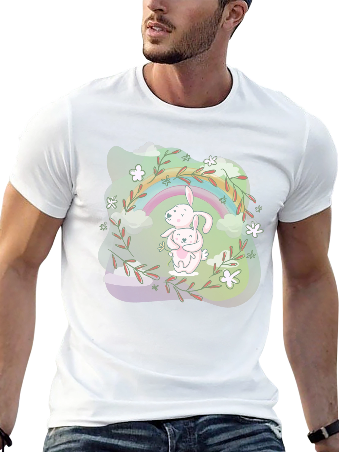 Rainbow Bunny Graphic T-Shirt