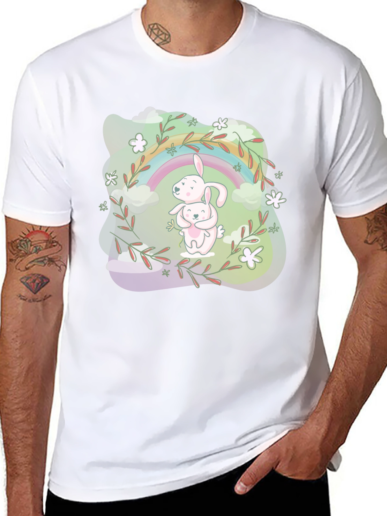 Rainbow Bunny Graphic T-Shirt