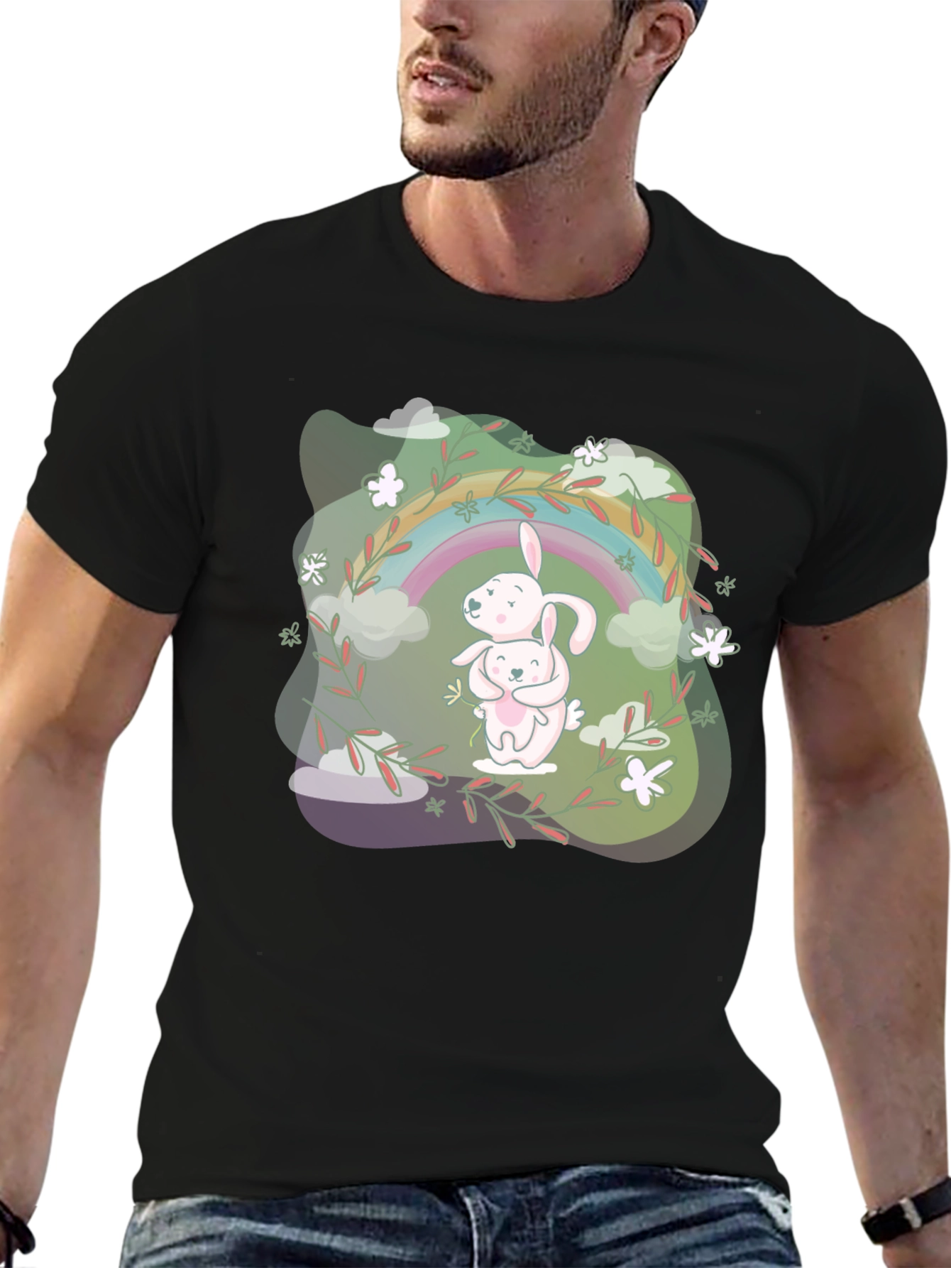 Rainbow Bunny Graphic T-Shirt