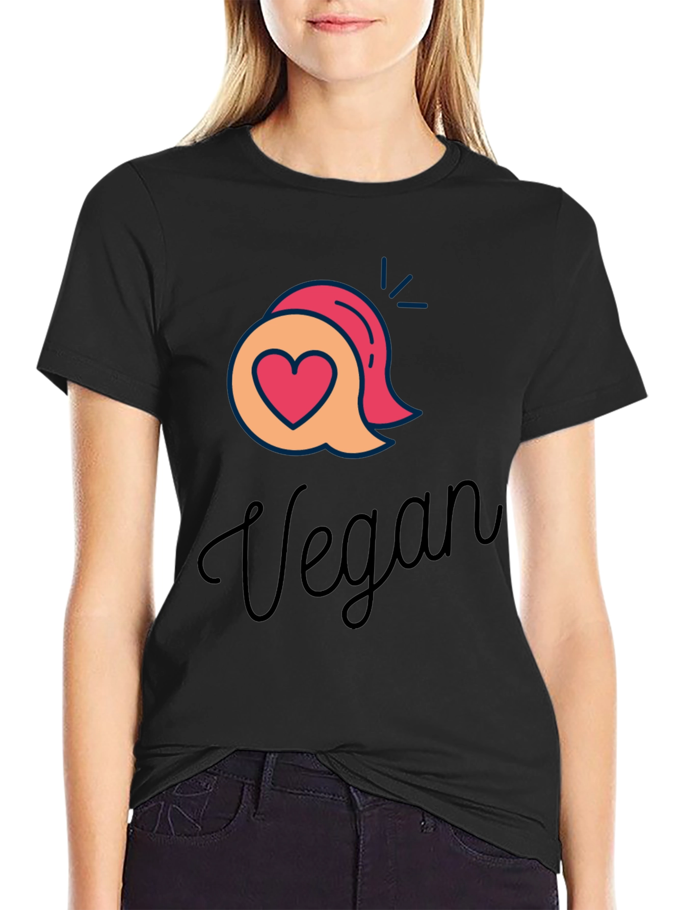 Vegan Graphic T-Shirt - Heart & Speech Bubble Design
