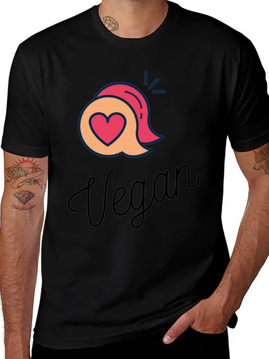 Vegan Graphic T-Shirt - Heart & Speech Bubble Design