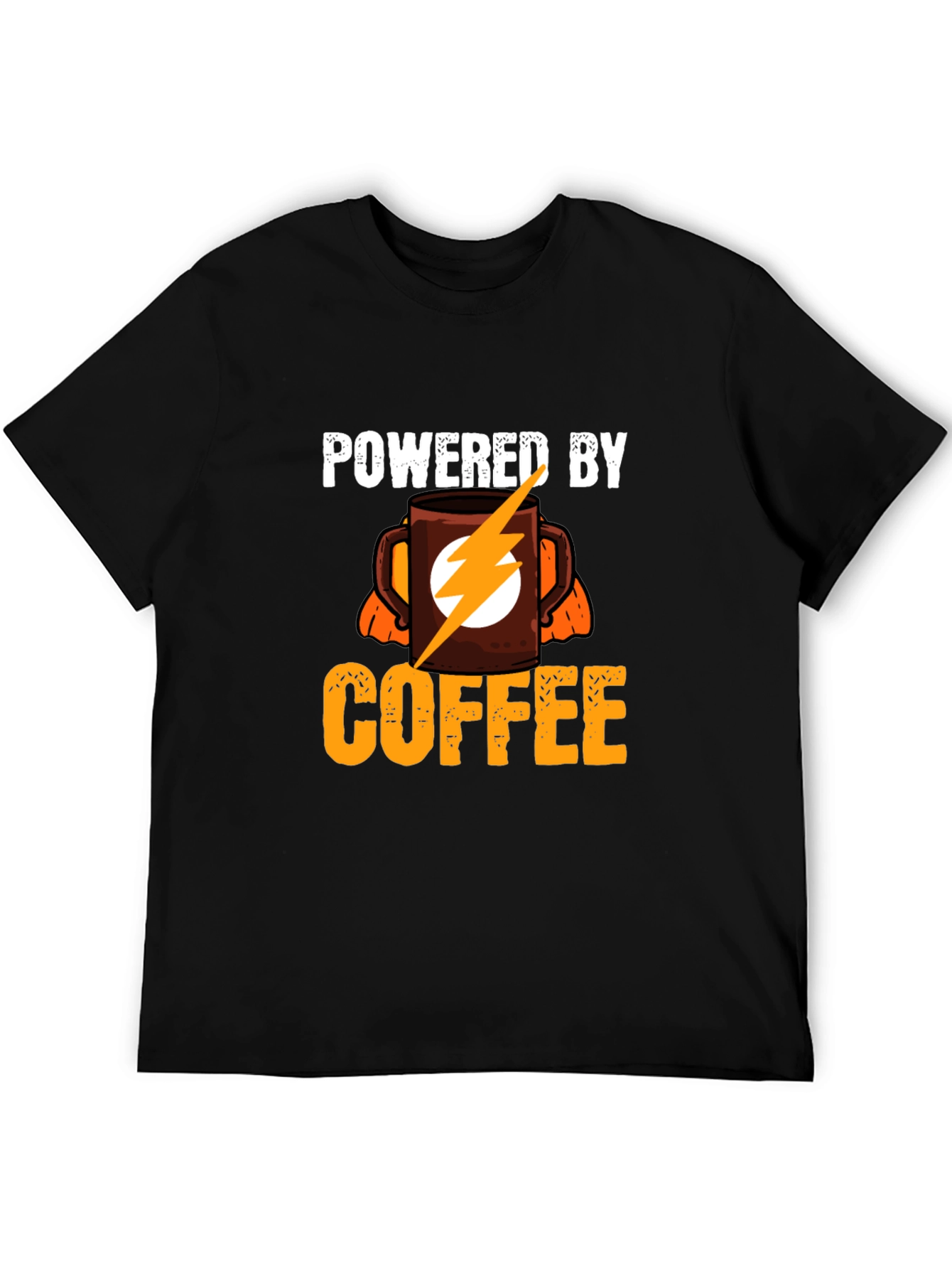 Powered By Coffee T-Shirt - Electric Flash Design
