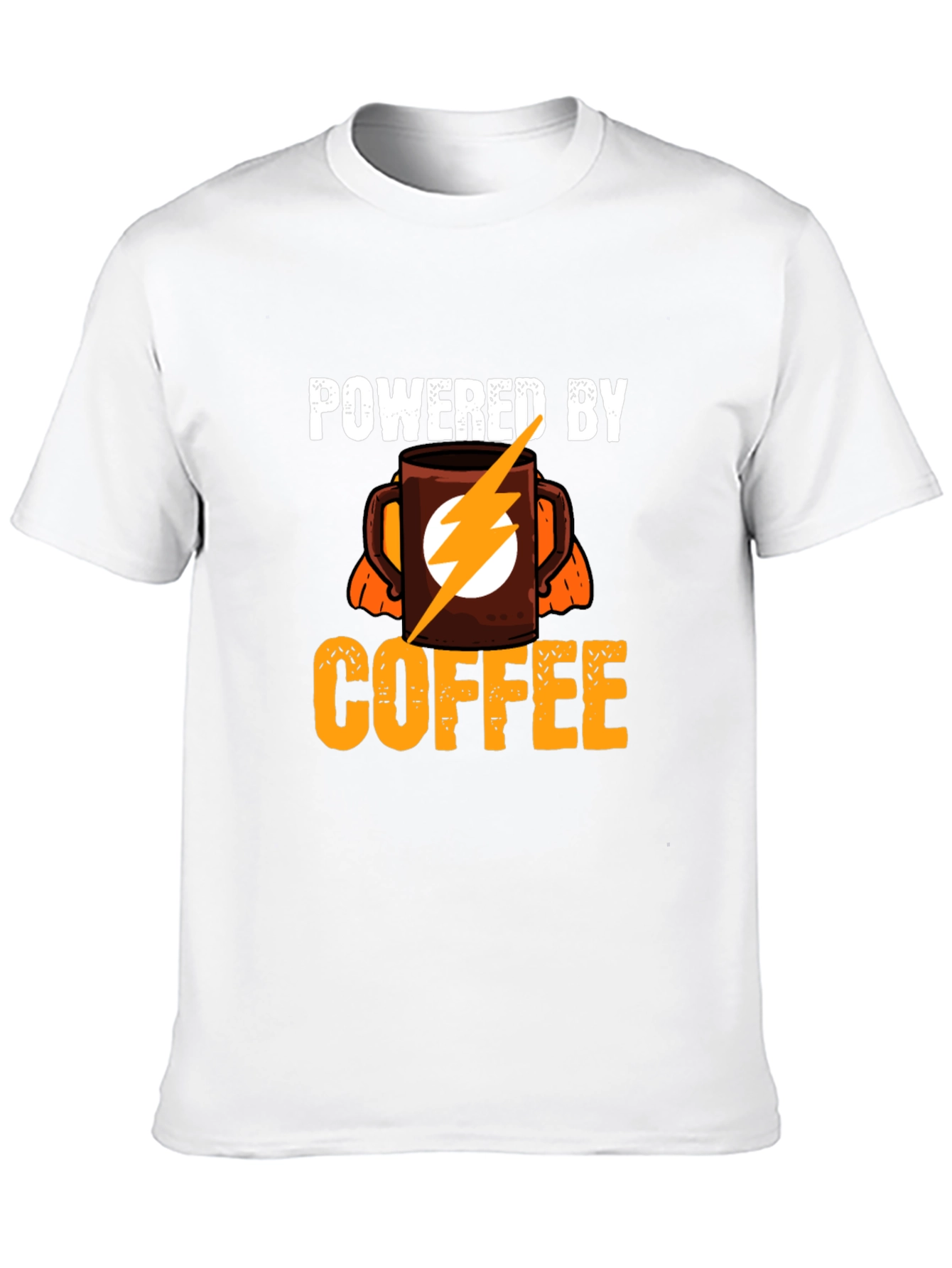 Powered By Coffee T-Shirt - Electric Flash Design