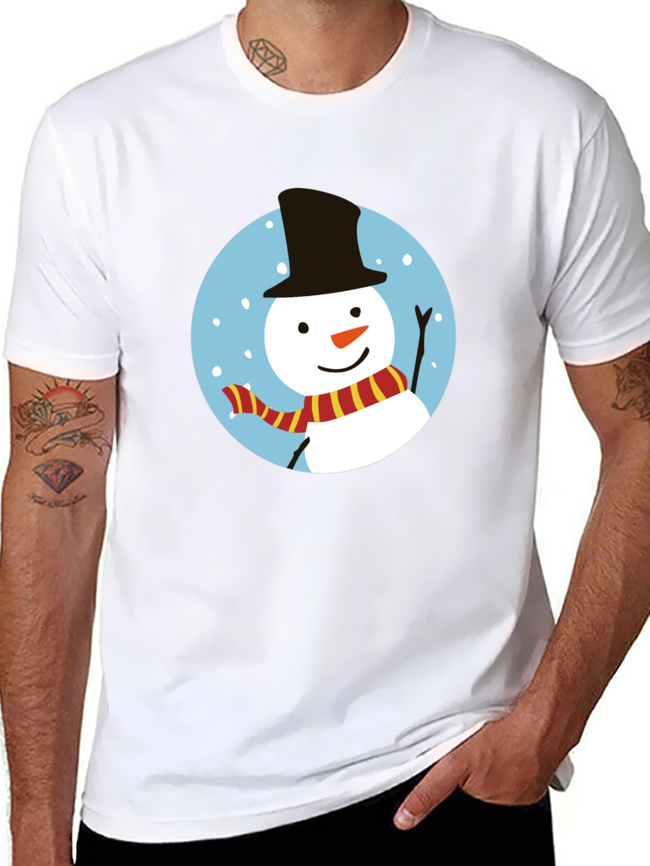 Festive Snowman Graphic Tee - Holiday Cheer