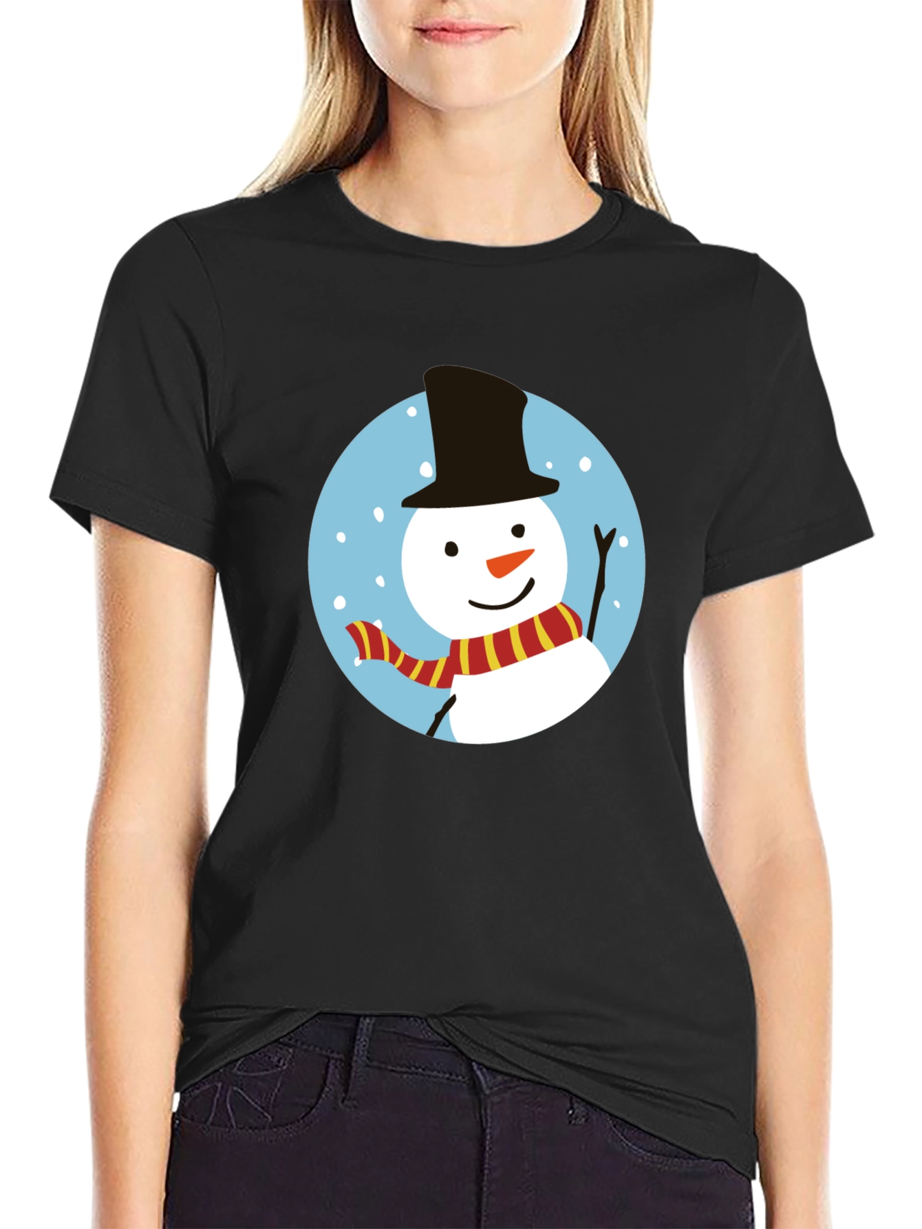 Festive Snowman Graphic Tee - Holiday Cheer