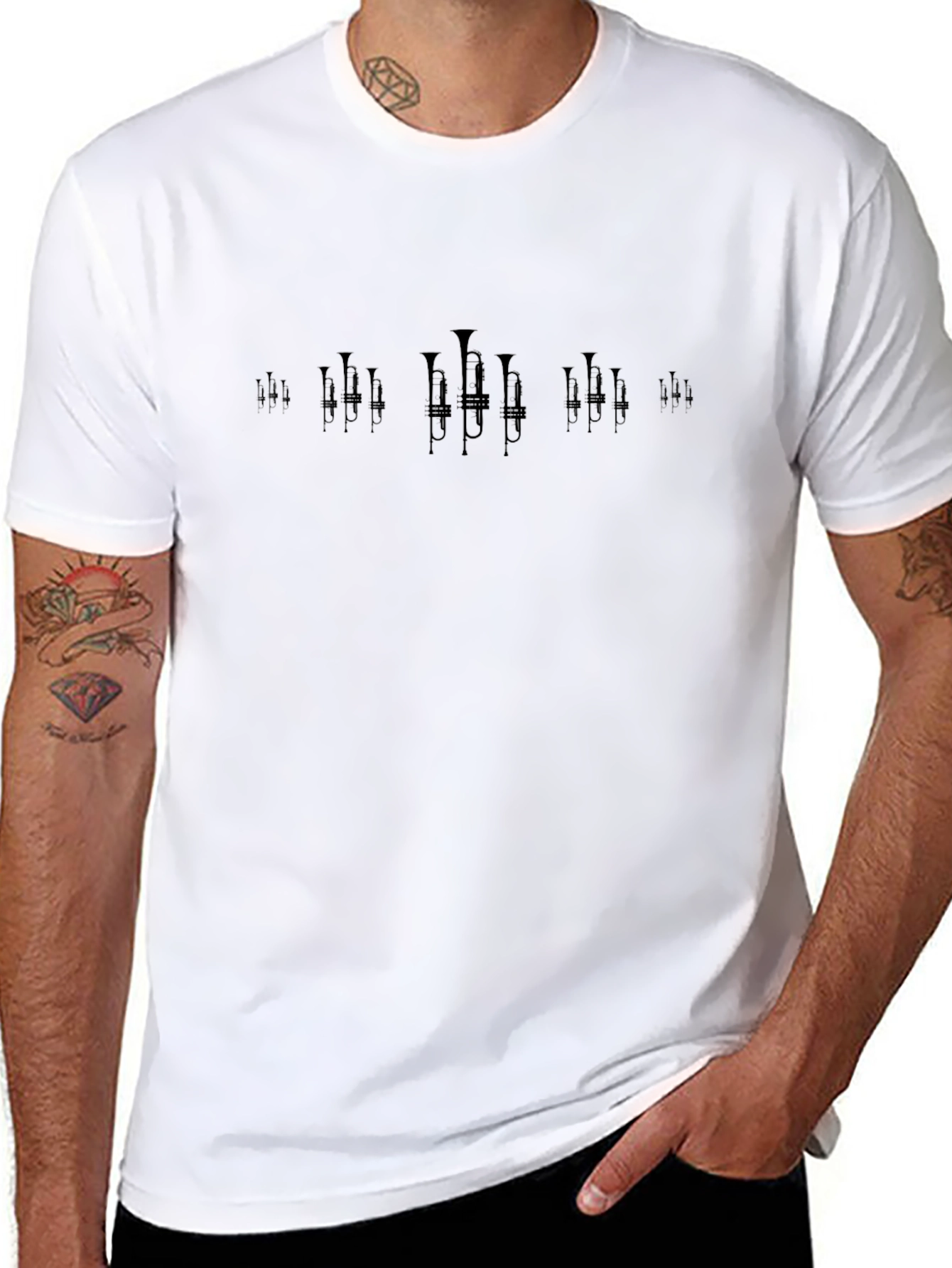 Stylish Black Trumpet Graphic T-Shirt