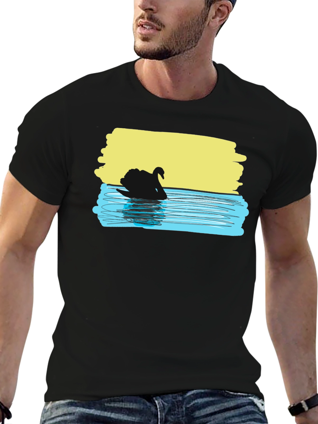 Black Swan Graphic Tee - Unique Artistic Design