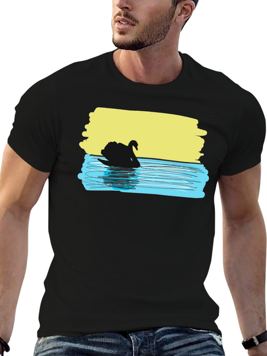Black Swan Graphic Tee - Unique Artistic Design