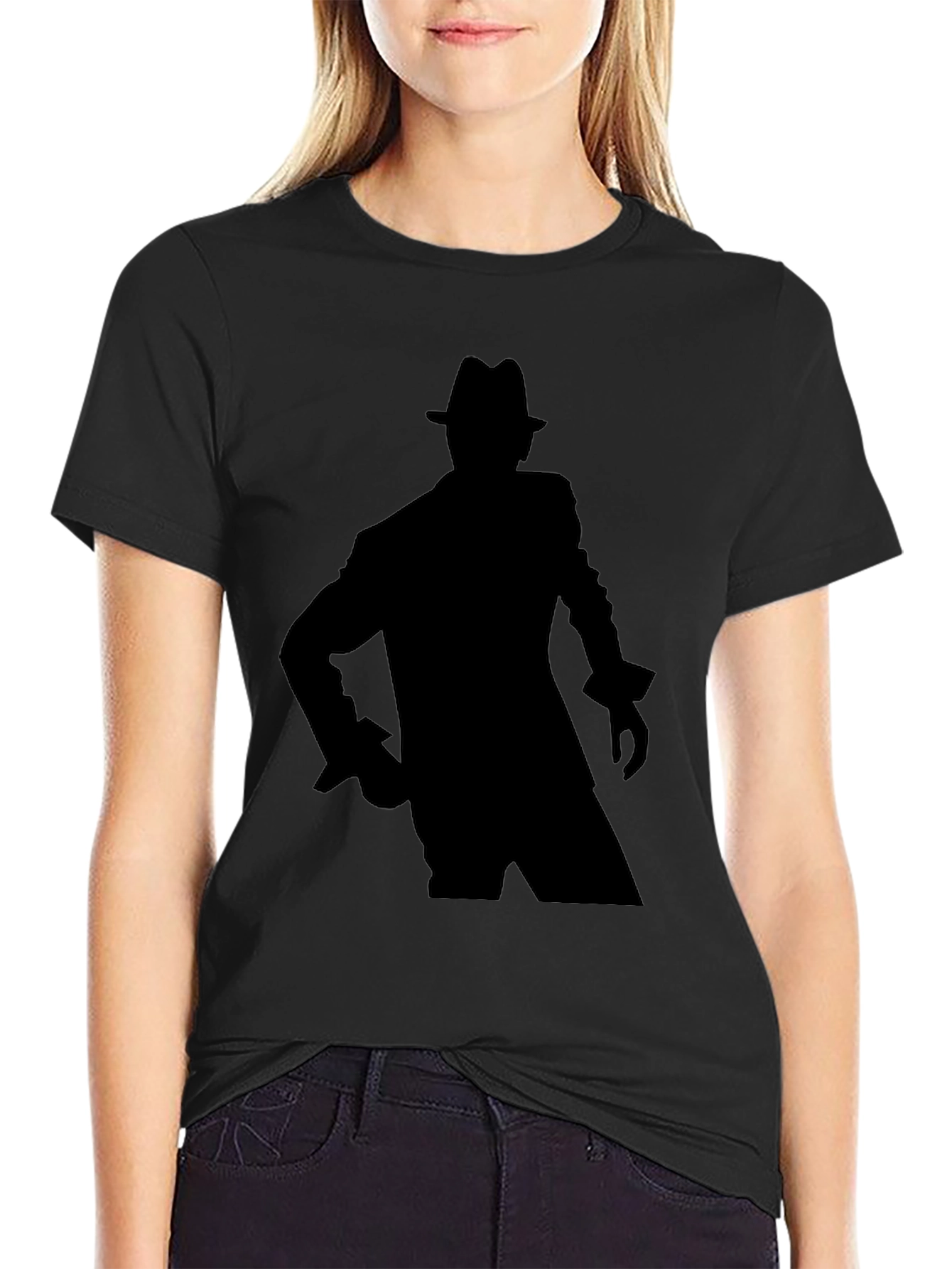 Black Silhouette Fedora Graphic Tee
