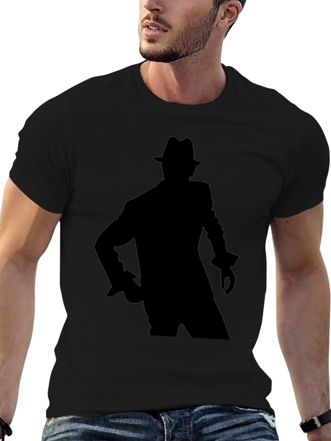 Black Silhouette Fedora Graphic Tee