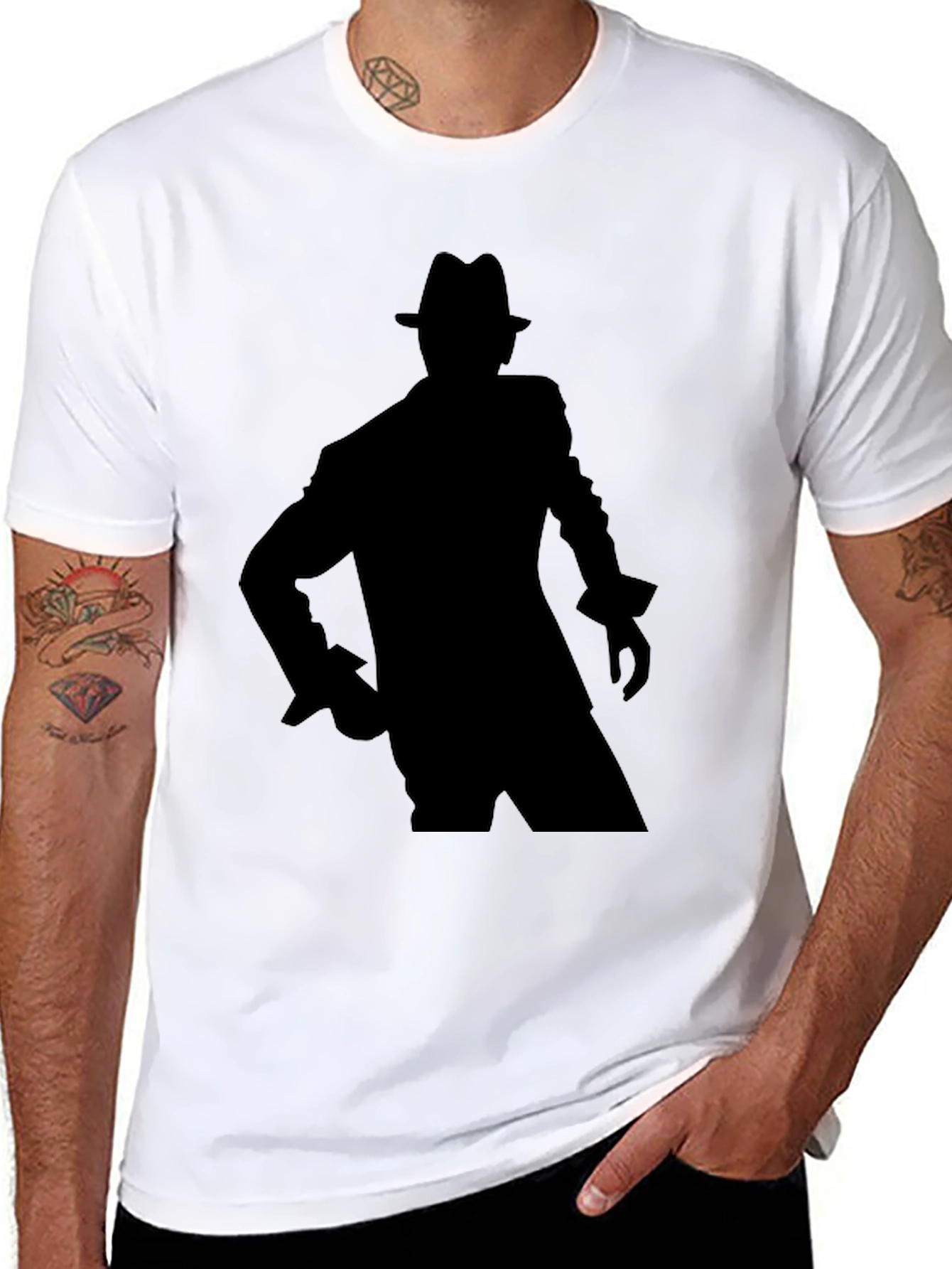 Black Silhouette Fedora Graphic Tee