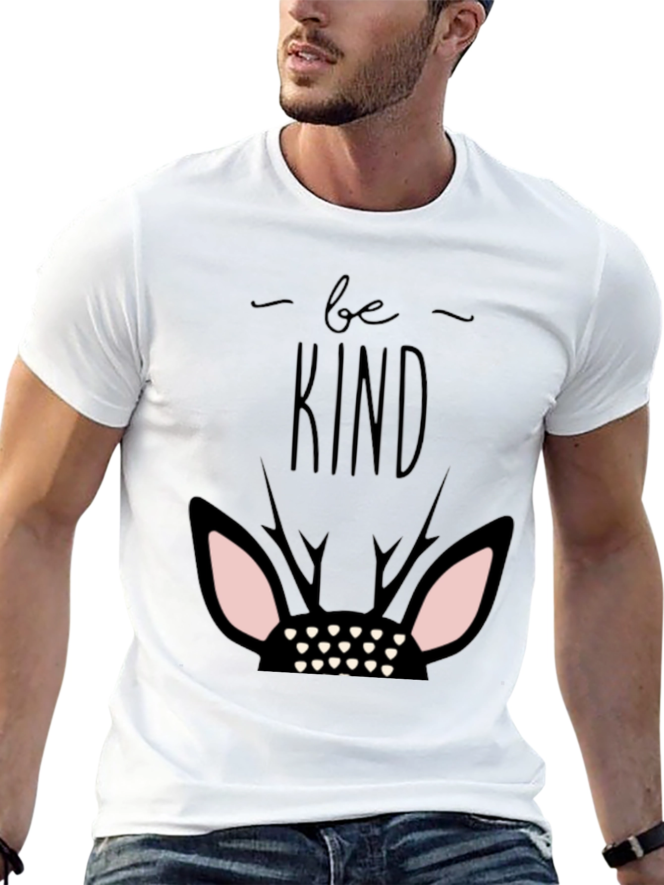 Be Kind Deer Graphic Black T-Shirt