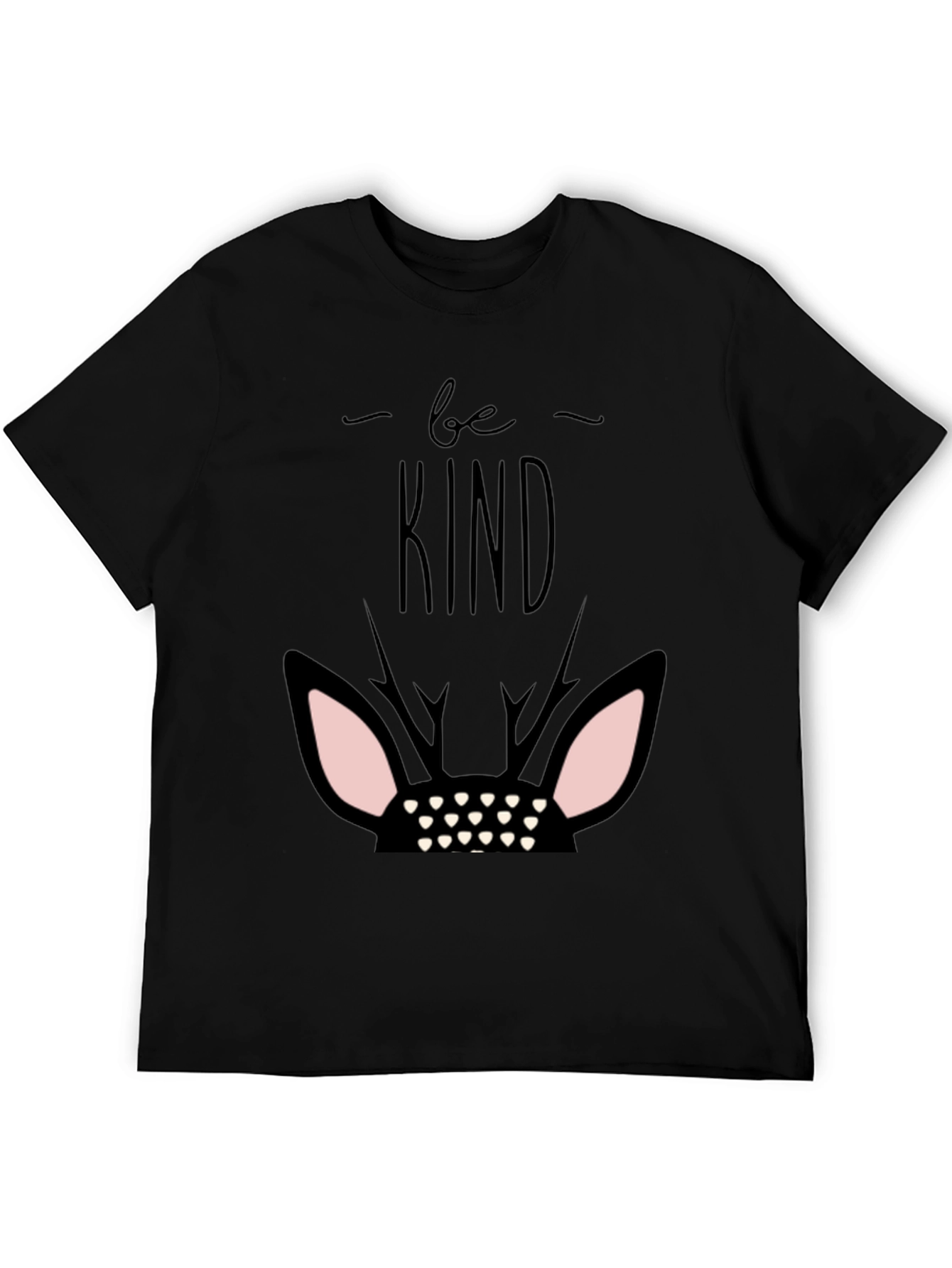 Be Kind Deer Graphic Black T-Shirt