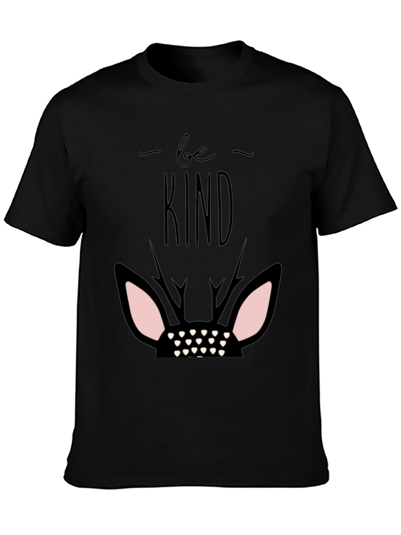 Be Kind Deer Graphic Black T-Shirt