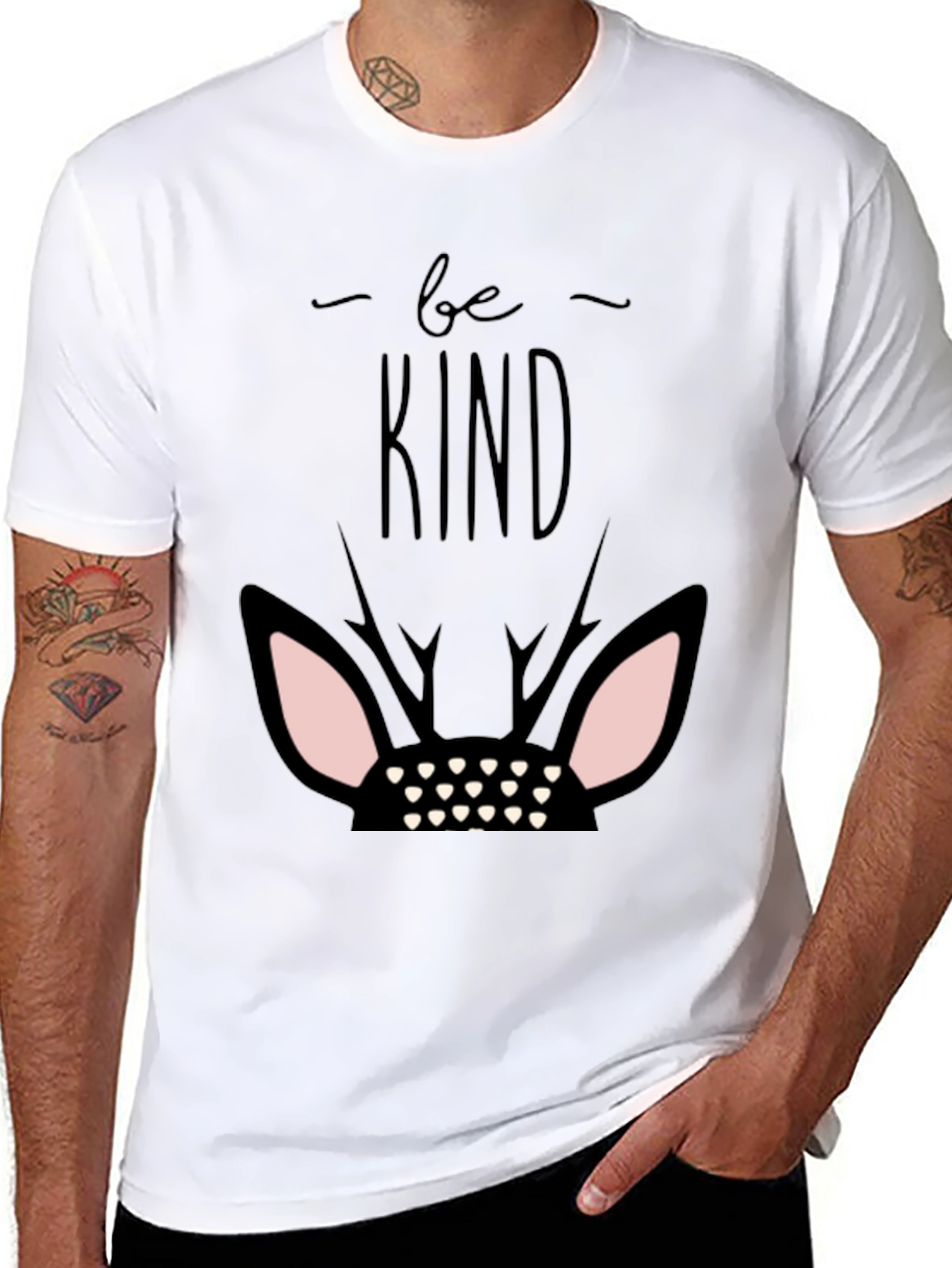 Be Kind Deer Graphic Black T-Shirt