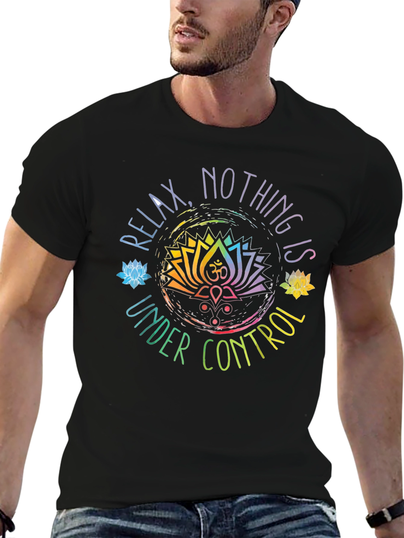 Relax Nothing Is Under Control Black Graphic Tee