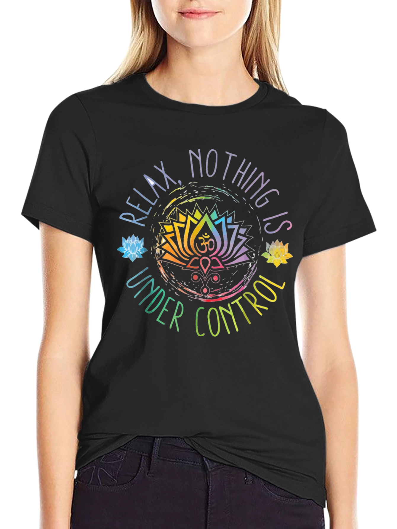 Relax Nothing Is Under Control Black Graphic Tee