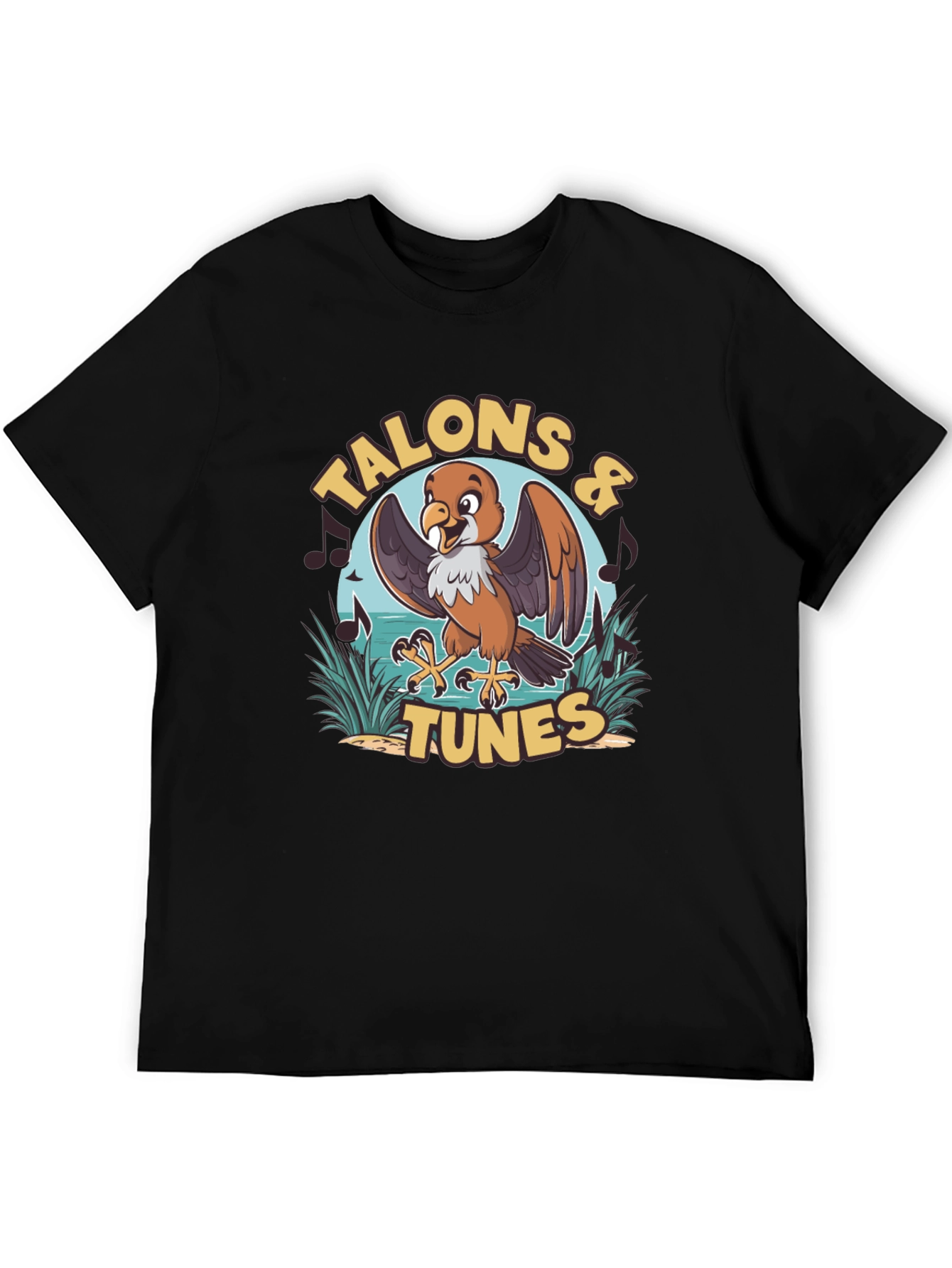Talons & Tunes Graphic Print Black T-Shirt