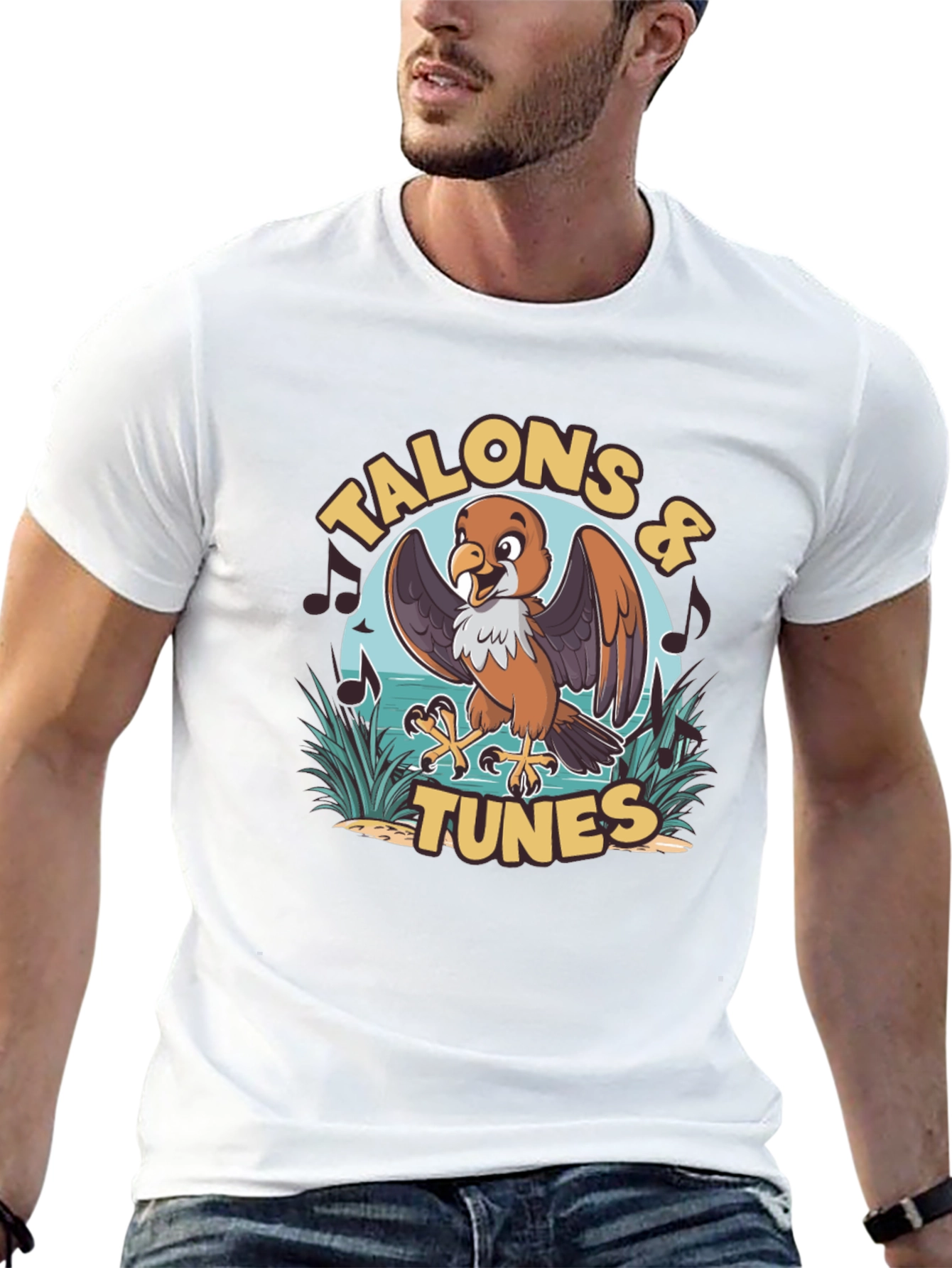 Talons & Tunes Graphic Print Black T-Shirt