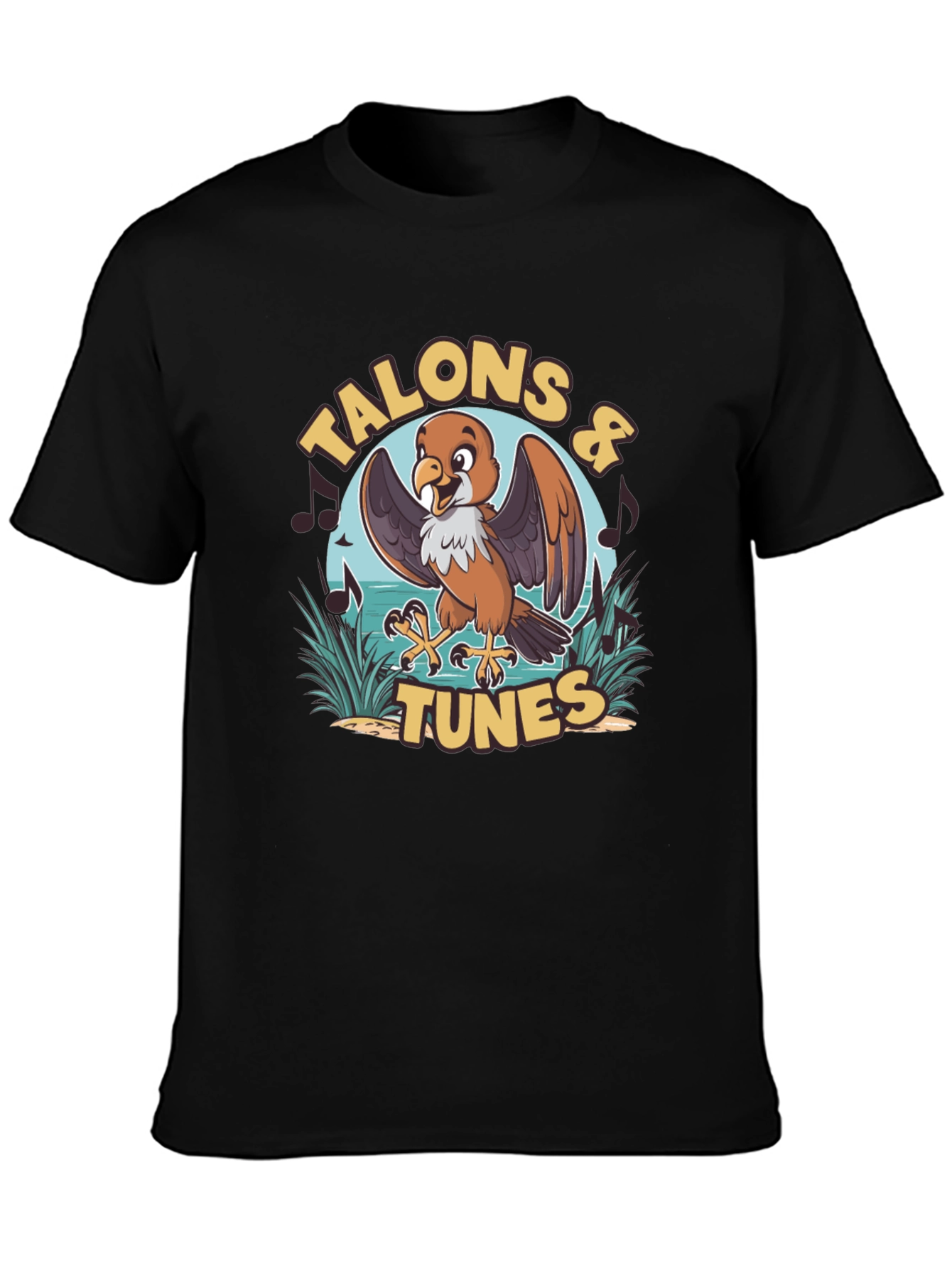 Talons & Tunes Graphic Print Black T-Shirt