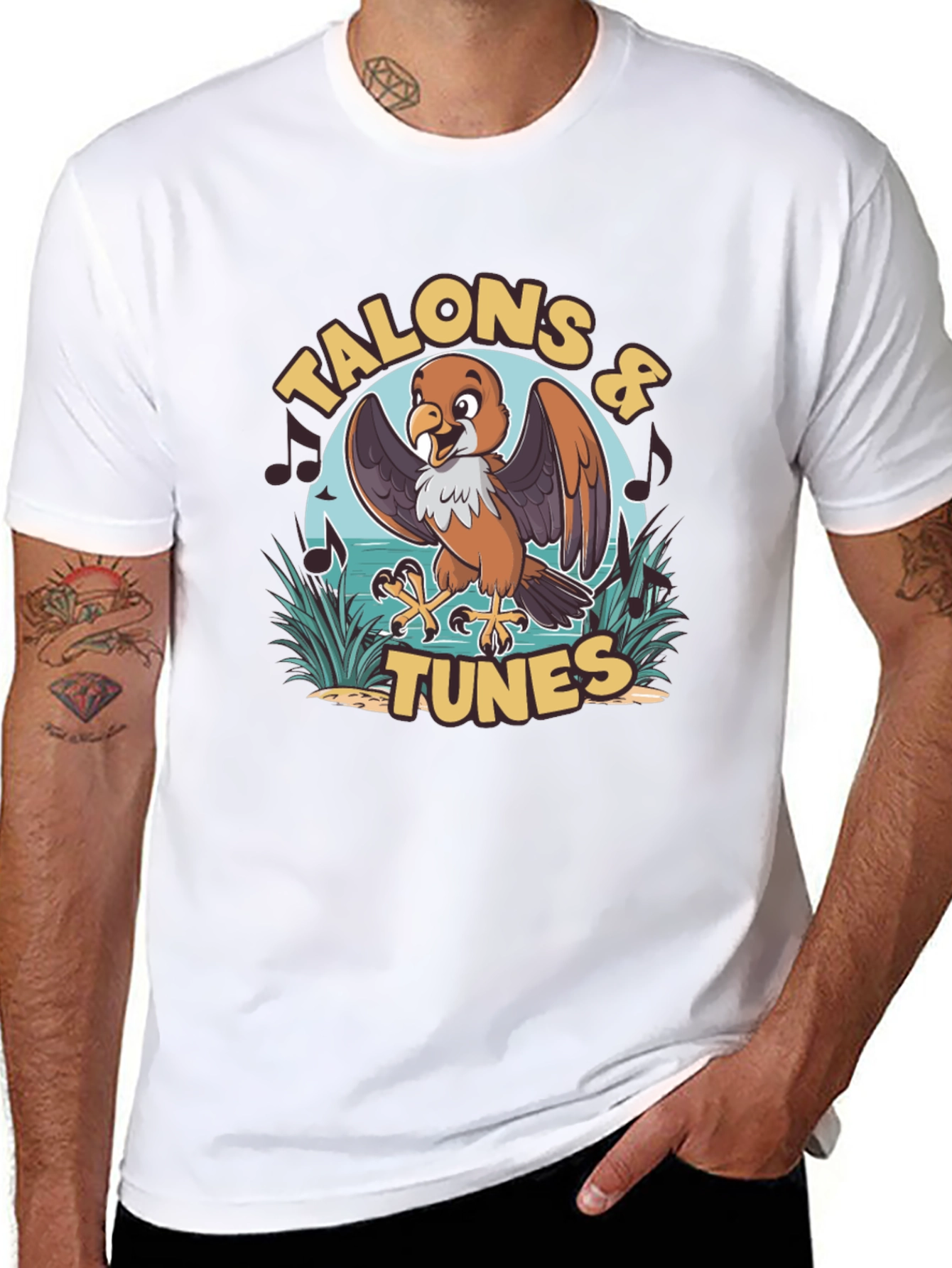 Talons & Tunes Graphic Print Black T-Shirt