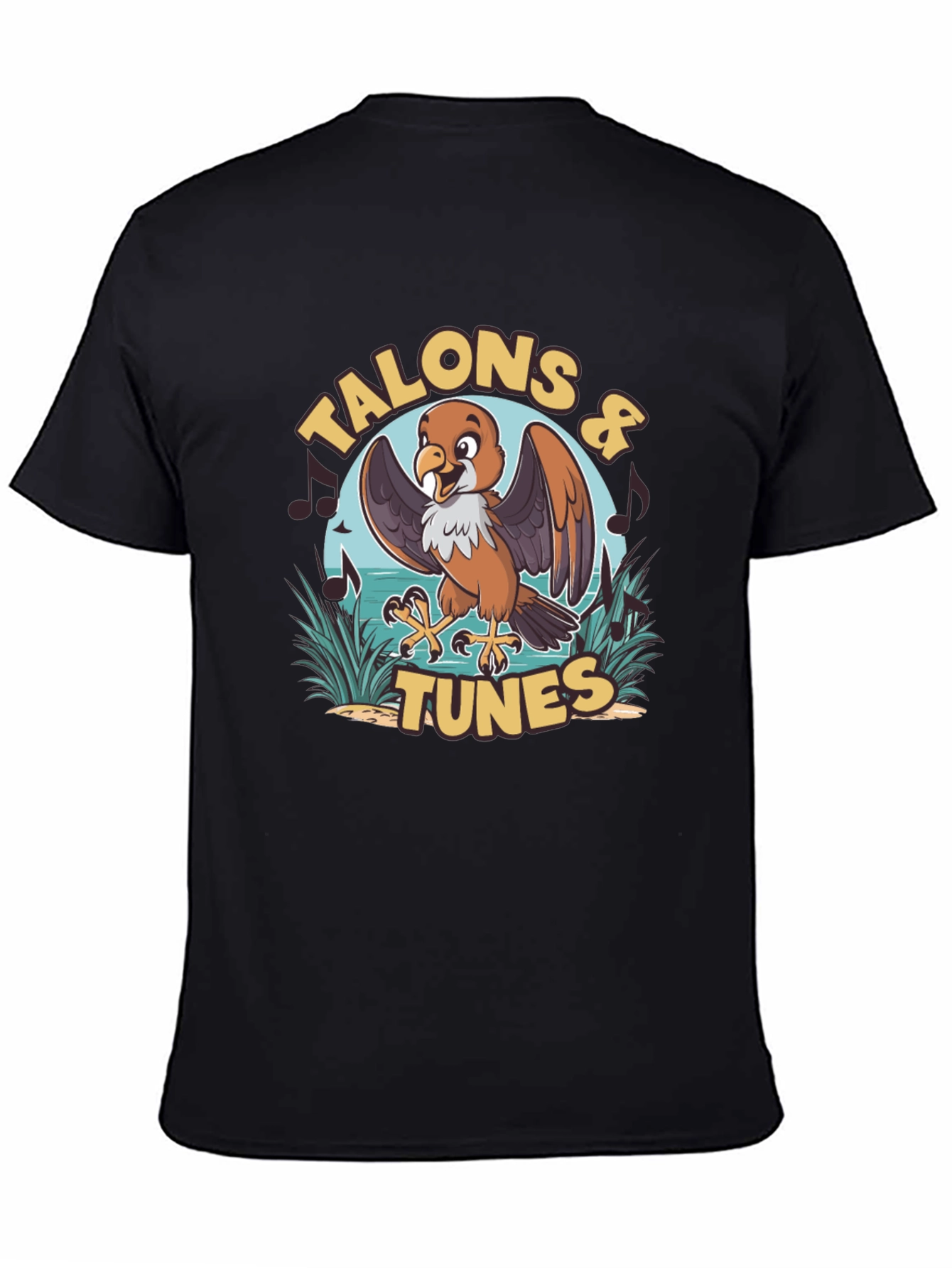 Talons & Tunes Graphic Print Black T-Shirt