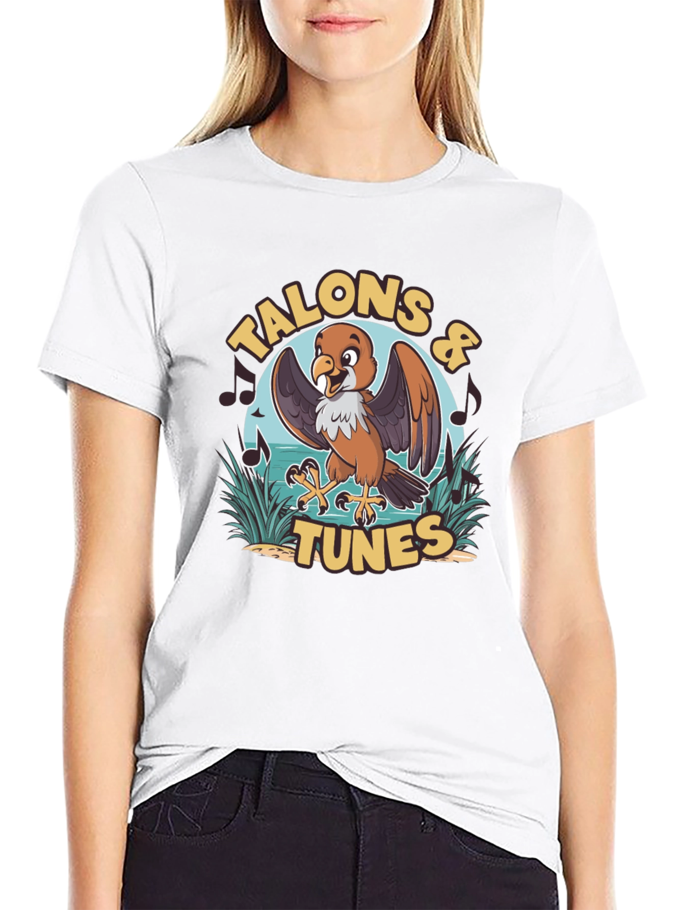 Talons & Tunes Graphic Print Black T-Shirt
