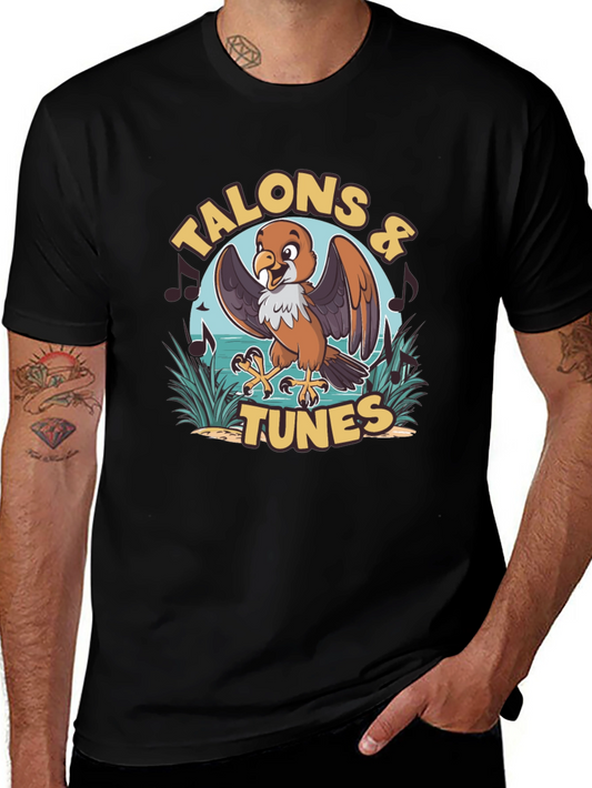 Talons & Tunes Graphic Print Black T-Shirt