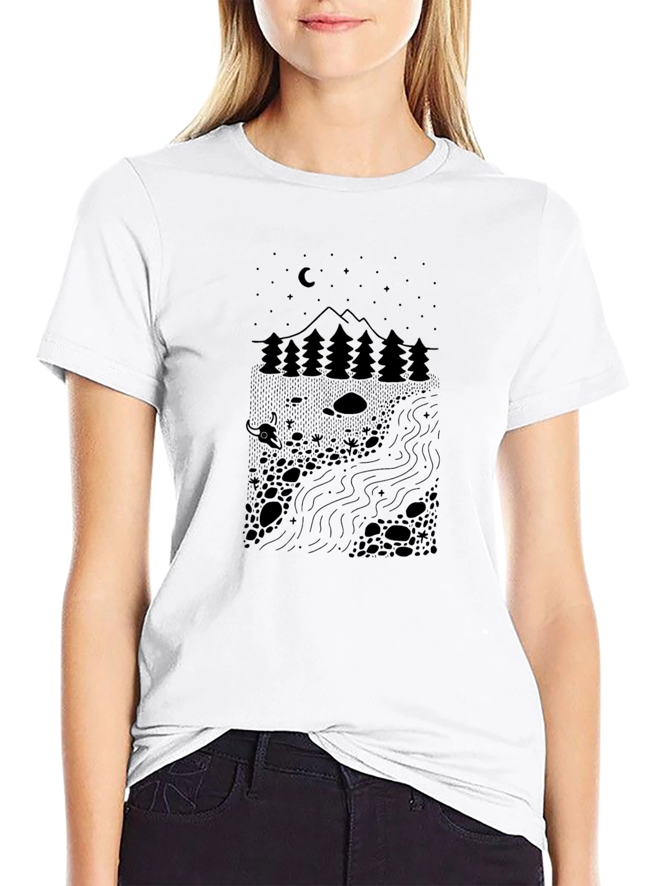 Nature Scene Black Graphic Tee