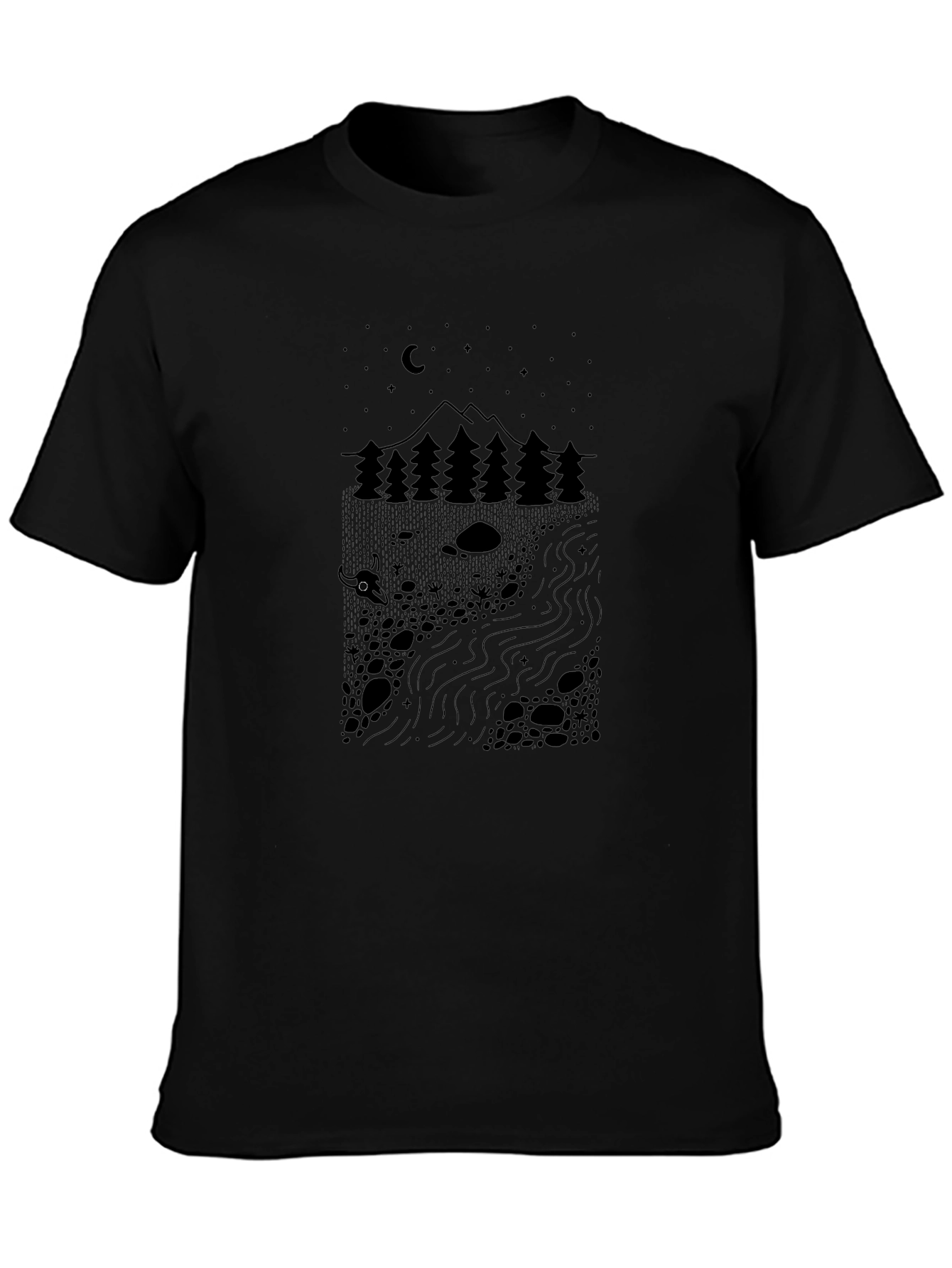 Nature Scene Black Graphic Tee