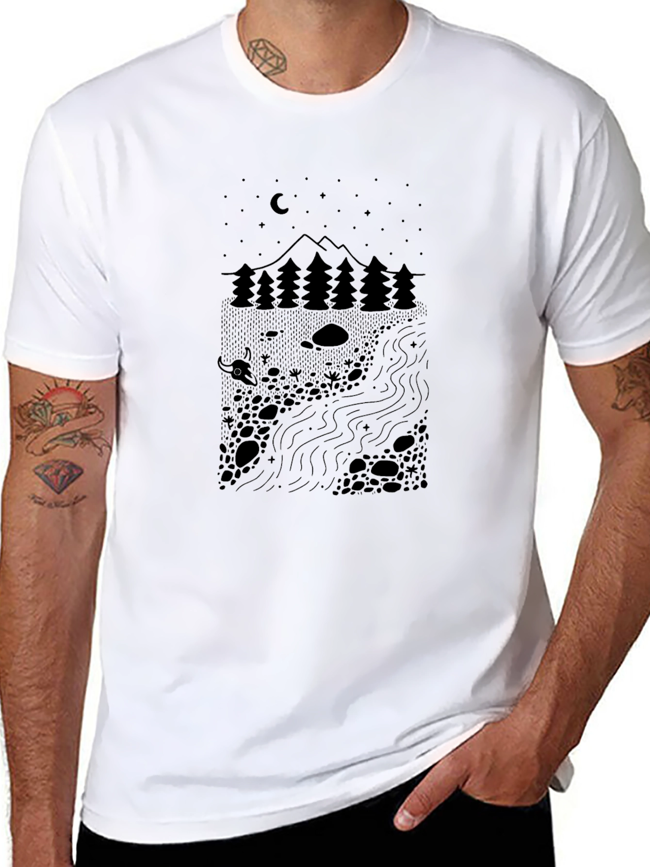Nature Scene Black Graphic Tee