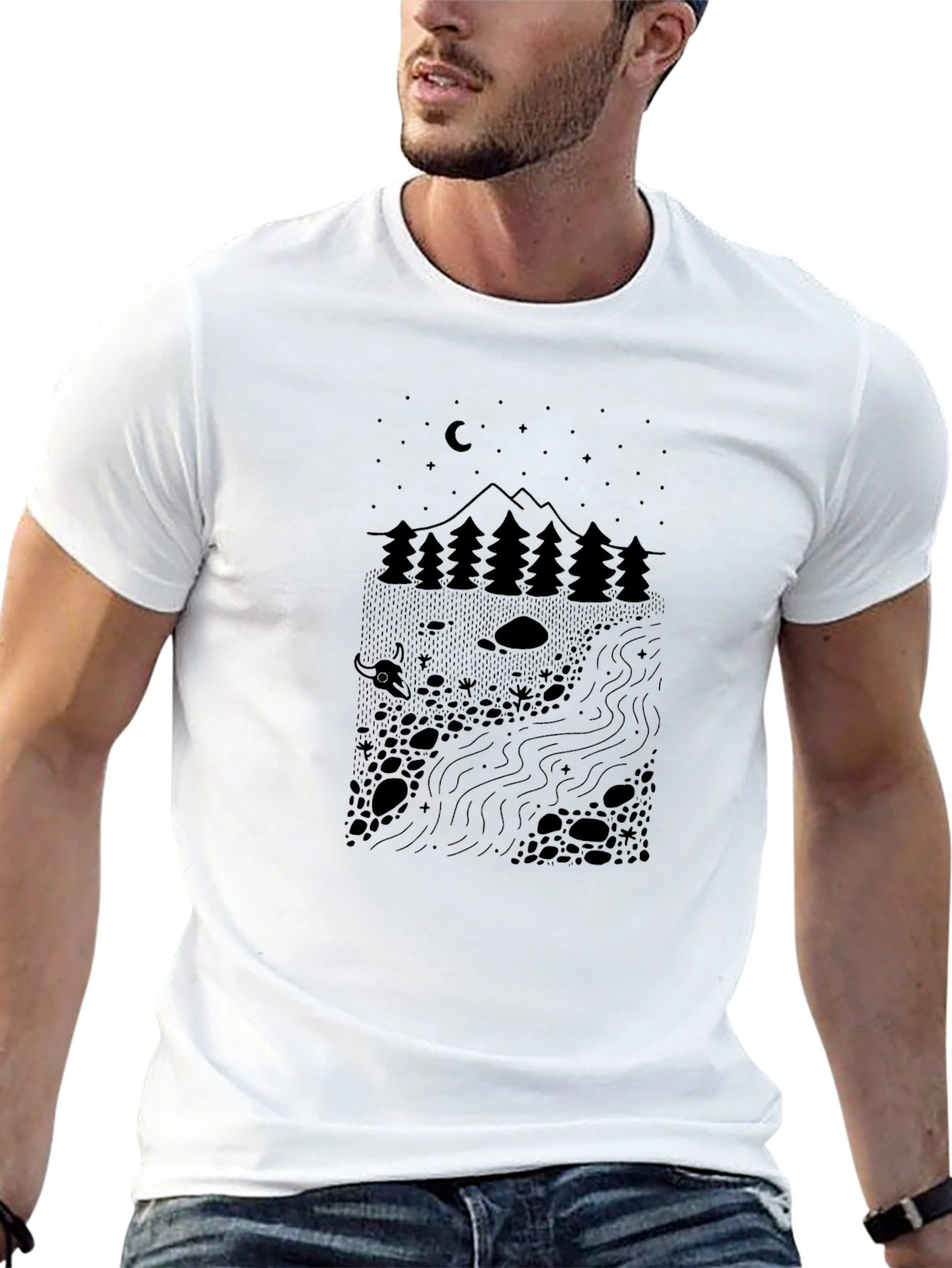Nature Scene Black Graphic Tee