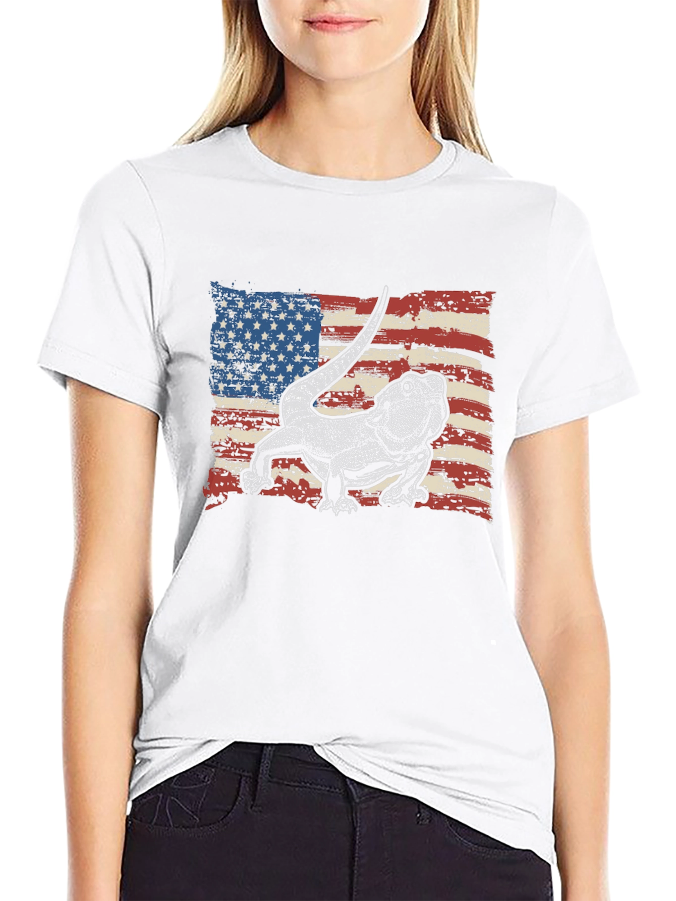 Bearded Dragon American Flag T-Shirt