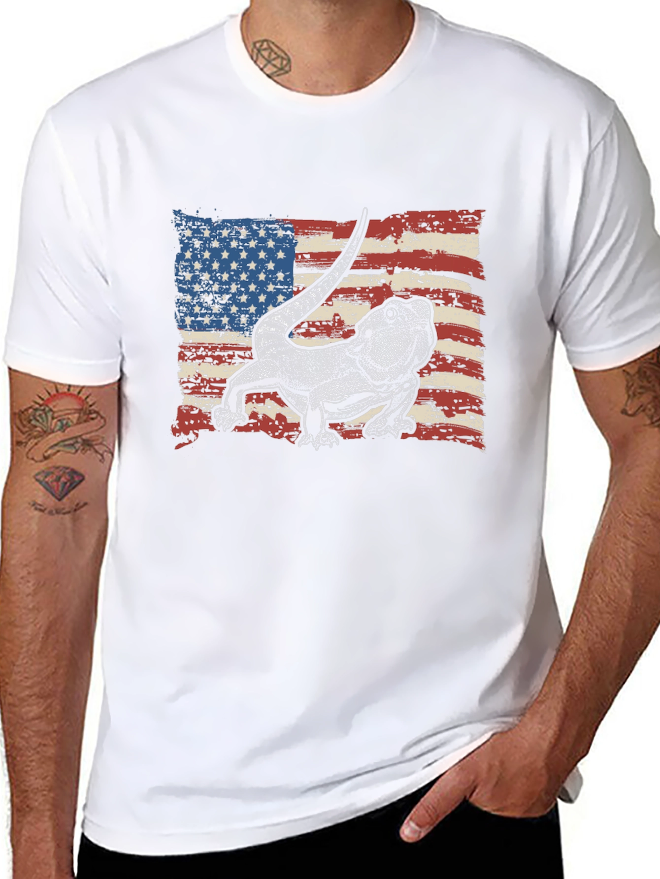 Bearded Dragon American Flag T-Shirt