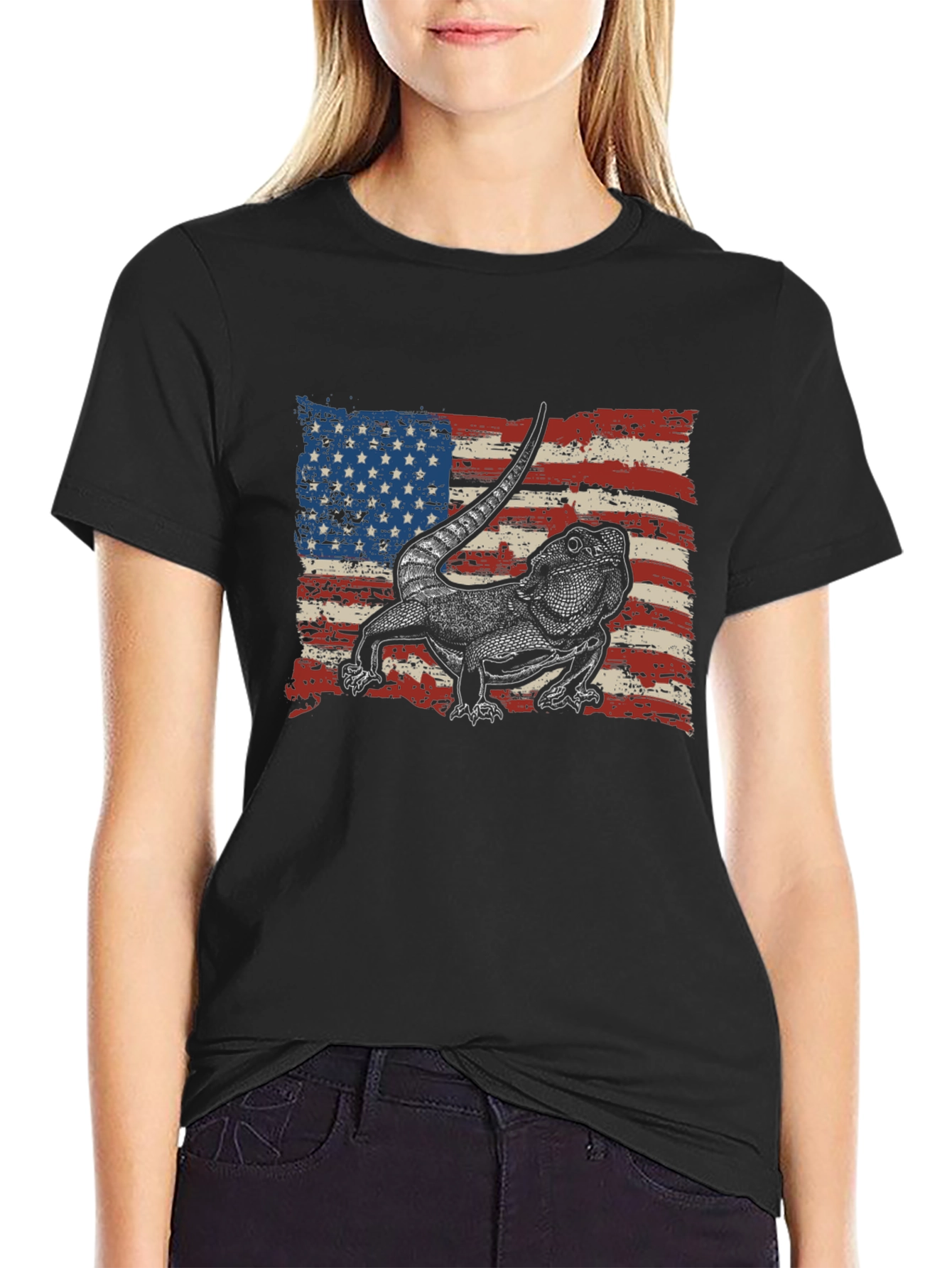 Bearded Dragon American Flag T-Shirt