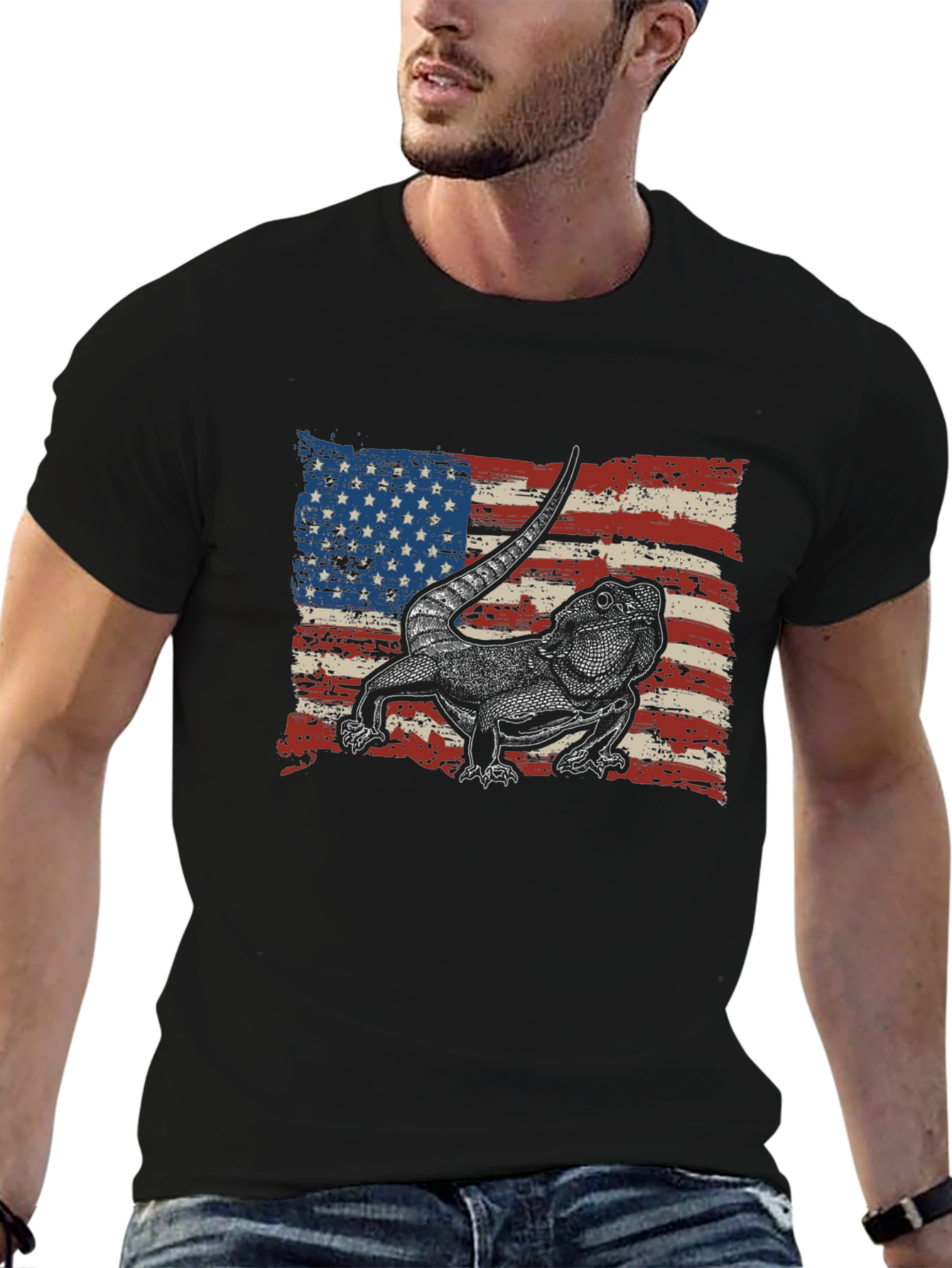 Bearded Dragon American Flag T-Shirt