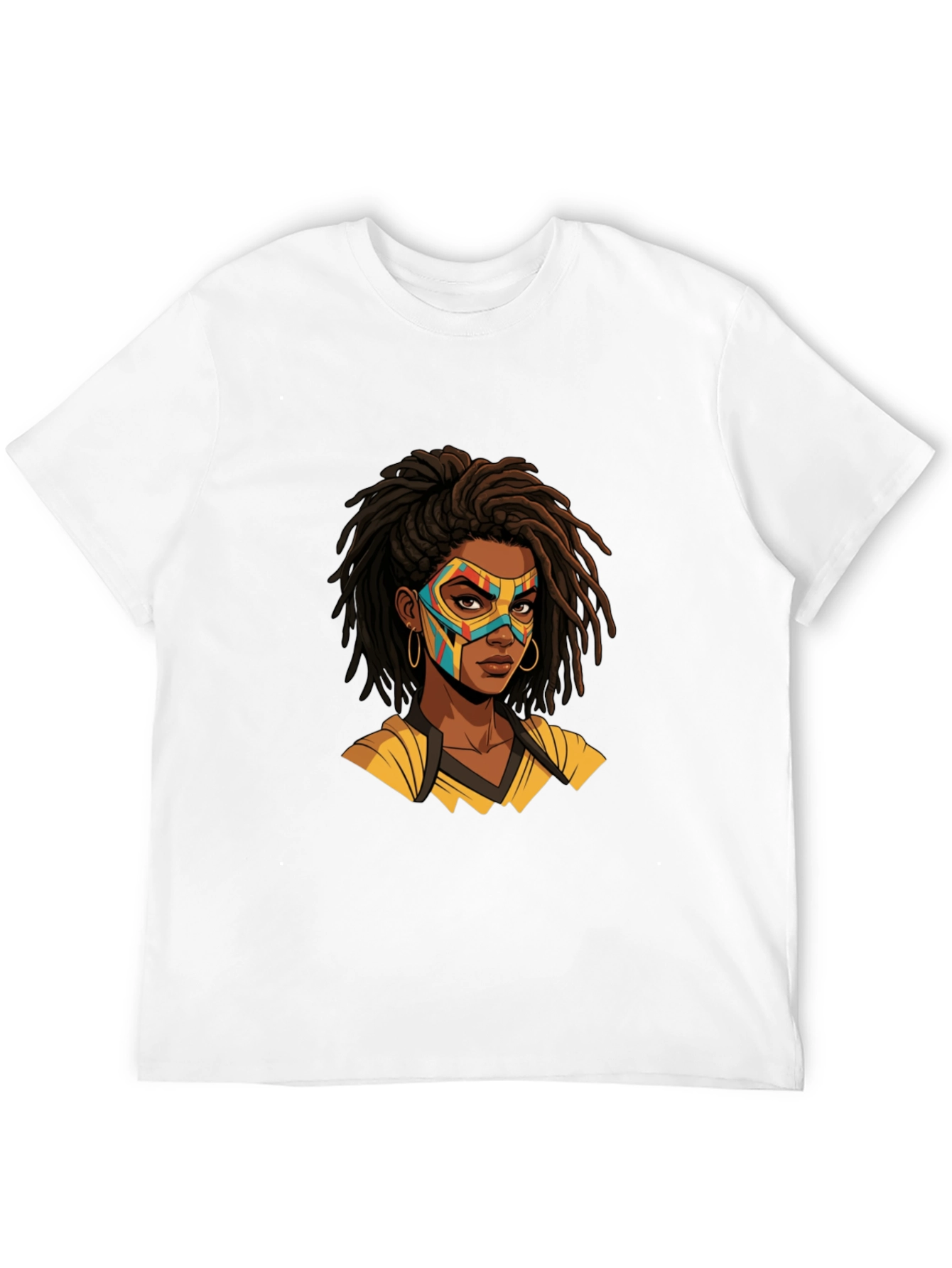 Black T-Shirt with Superhero Mask Woman Graphic