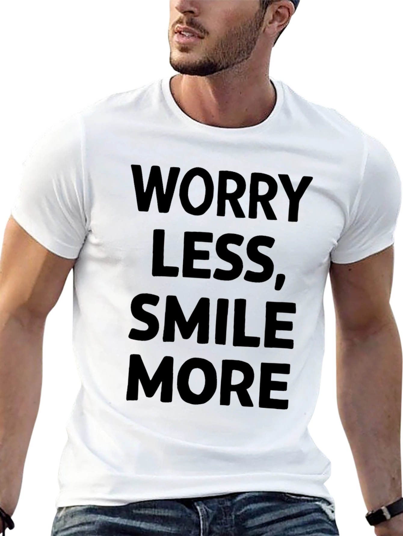 Worry Less Smile More Black Graphic T-Shirt