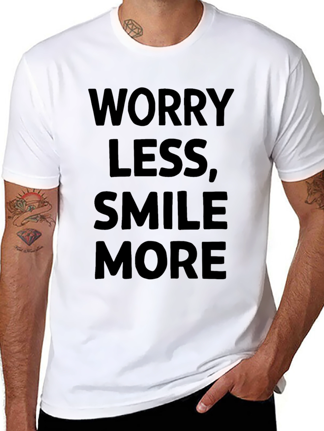 Worry Less Smile More Black Graphic T-Shirt